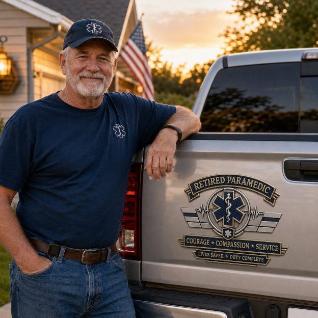 Last Day Promo: 49% OFF – Retired Paramedic Courage Compassion Service Metal Car Emblem