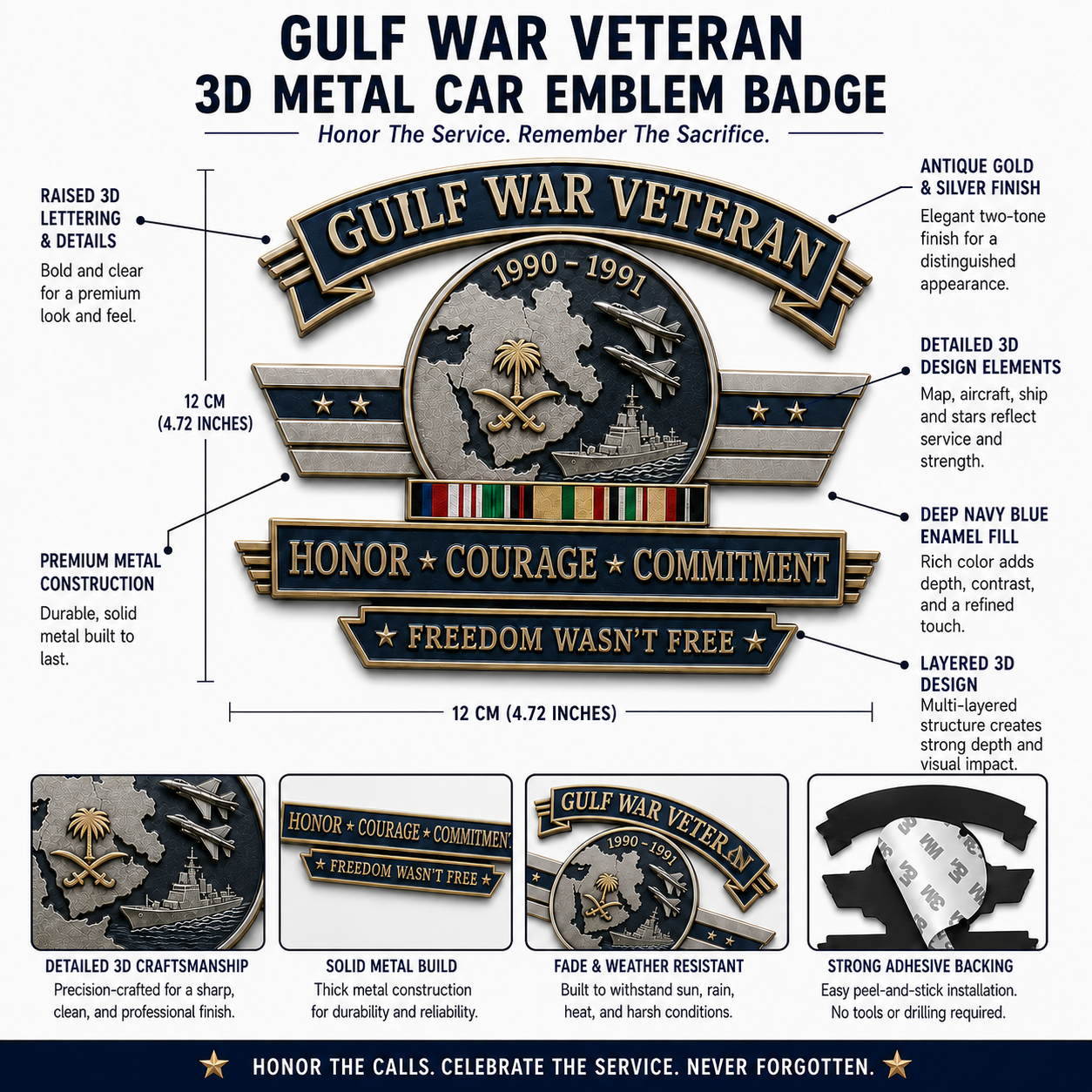 Last Day Promo: 49% OFF - Gulf War Veteran 1990–1991 Tribute Metal Car Emblem