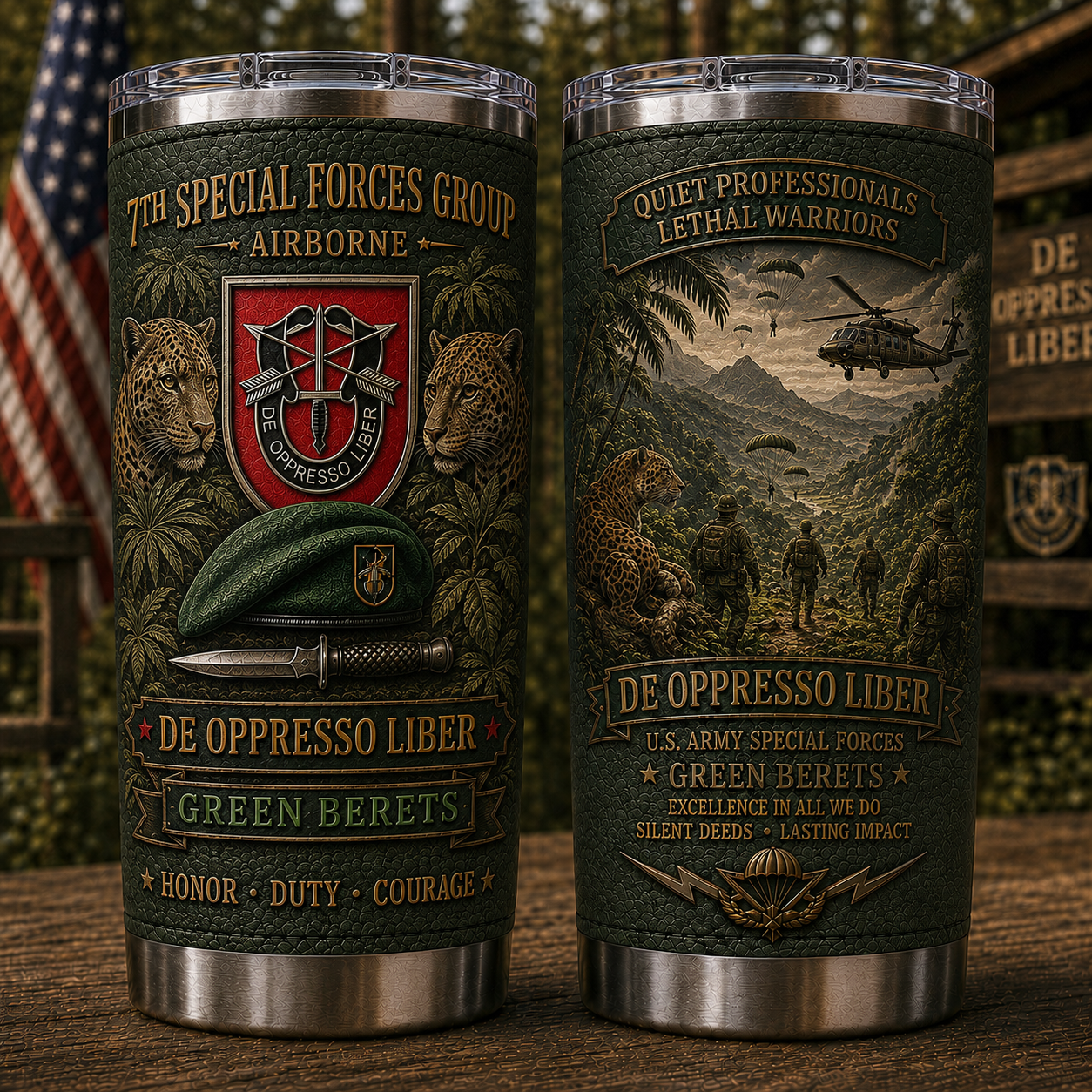 U.S. Army Special Forces Group “De Oppresso Liber” Insulated Travel Tumbler Collection