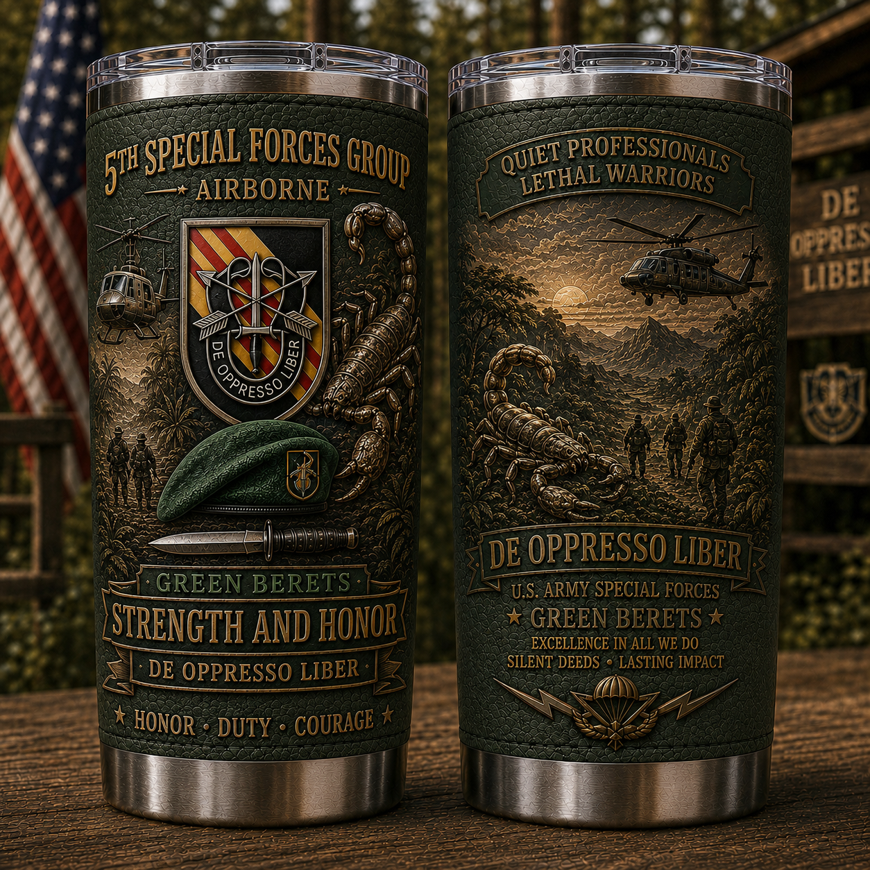U.S. Army Special Forces Group “De Oppresso Liber” Insulated Travel Tumbler Collection