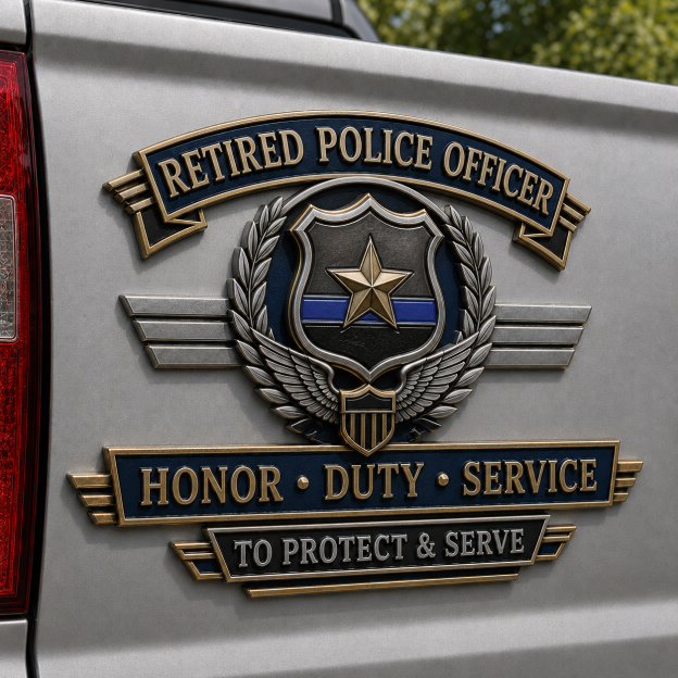Last Day Promo: 49% OFF – Retired Police Officer Honor Duty Service Metal Car Emblem