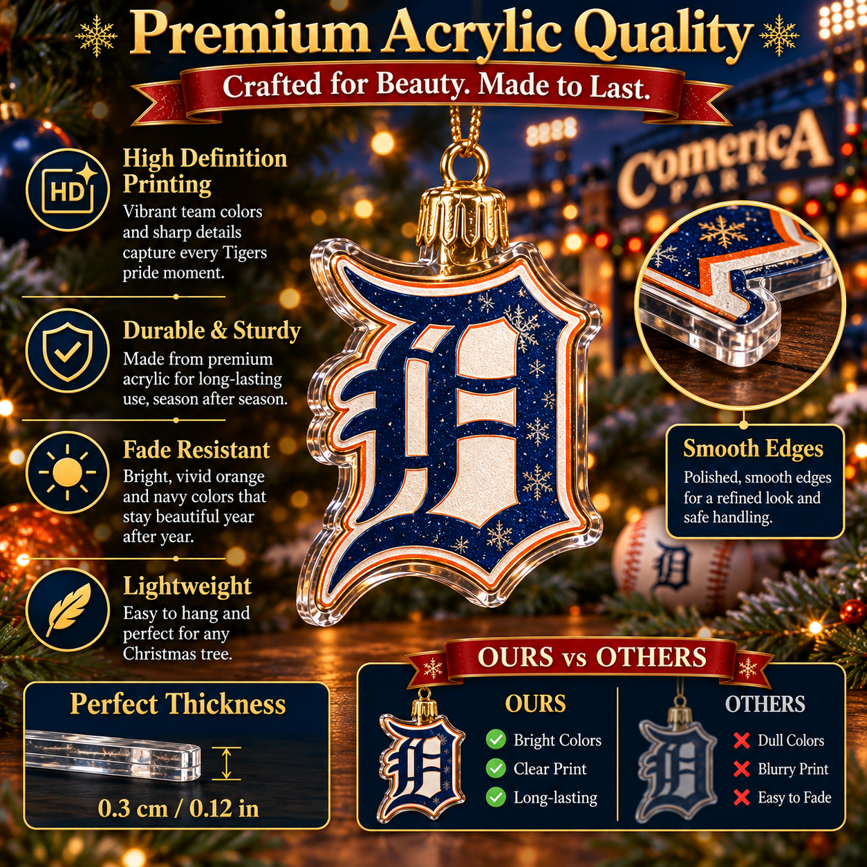 Baseball Christmas advent pieces displayed in a festive fan setting