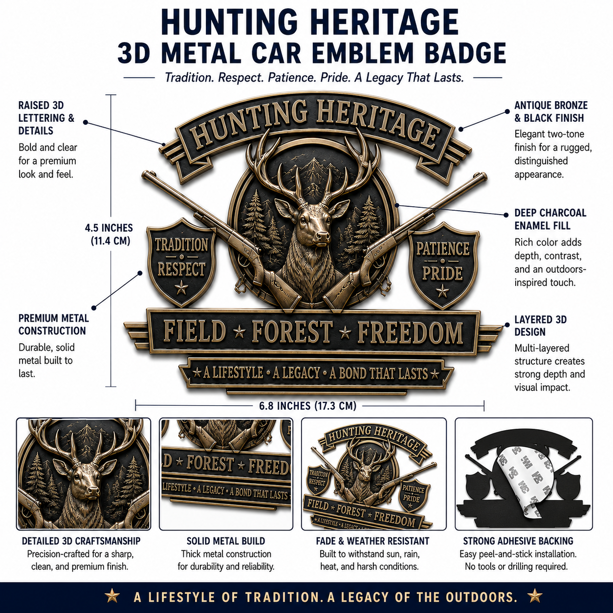 🦌 Last Day Promo: 49% OFF - Hunting Heritage Metal Car Emblem