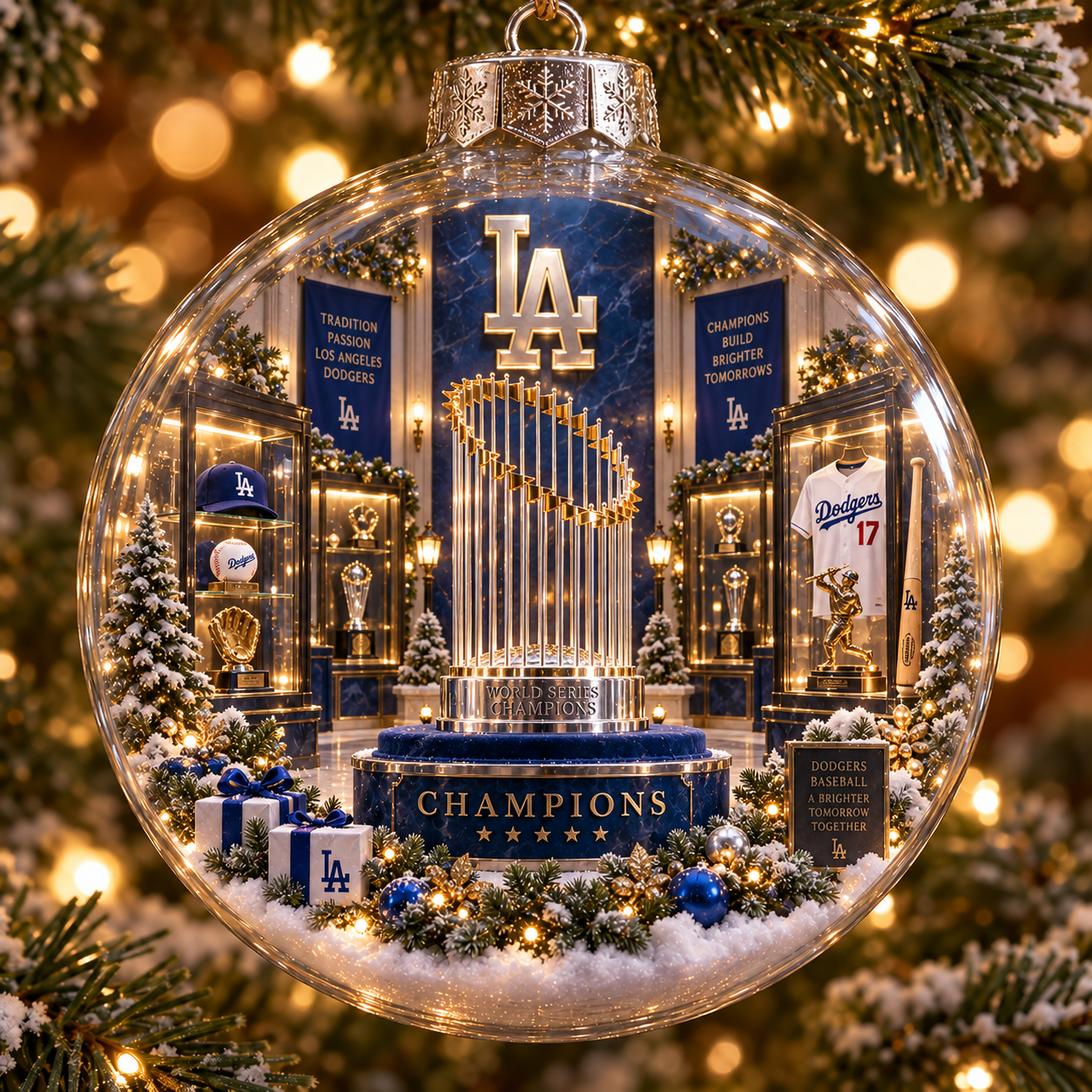 Baseball championship light-up diorama ornament