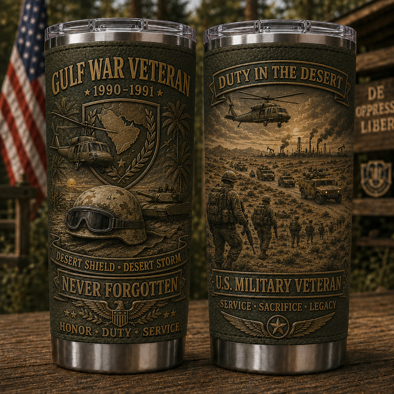 🇺🇸 U.S. Military Veteran War Era Tribute Tumbler Collection