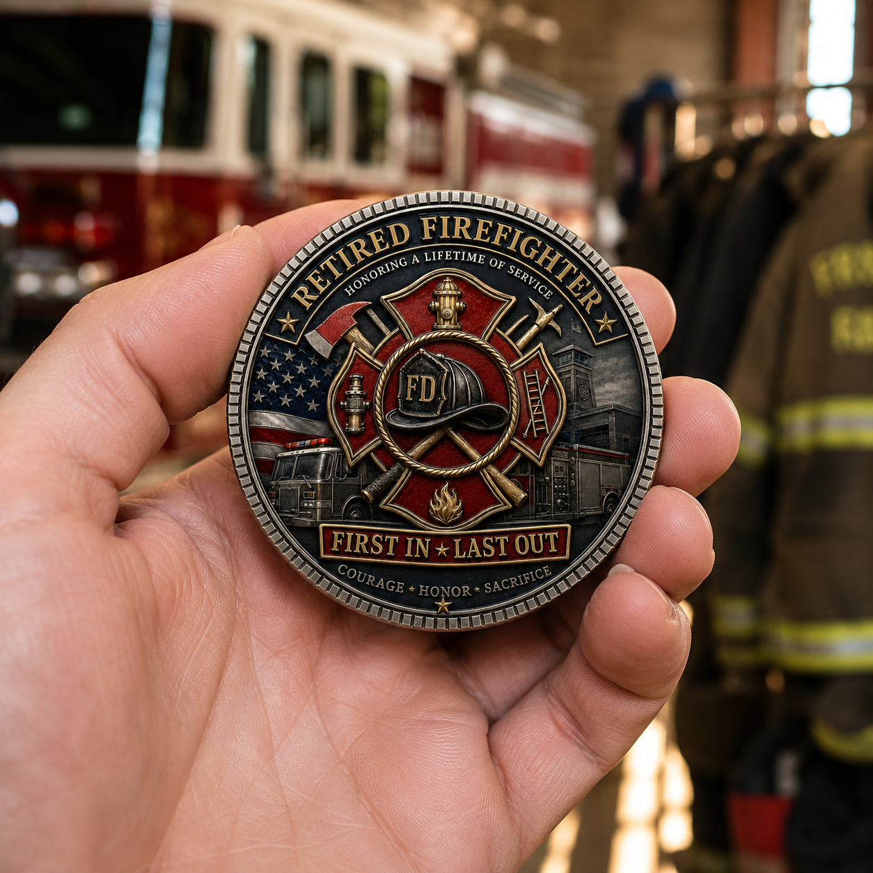 🚒 Retired Firefighter Tribute Commemorative Coin