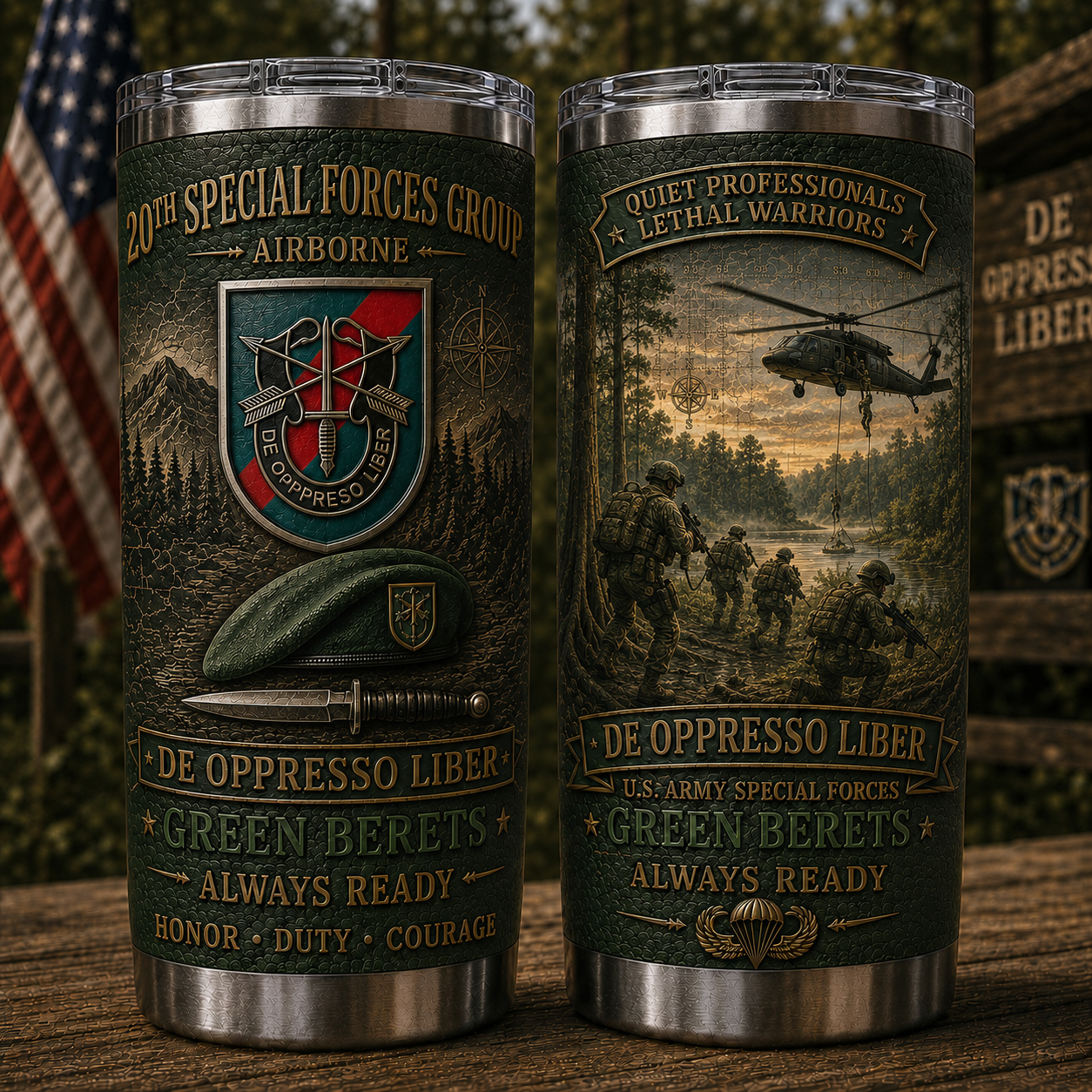 U.S. Army Special Forces Group “De Oppresso Liber” Insulated Travel Tumbler Collection