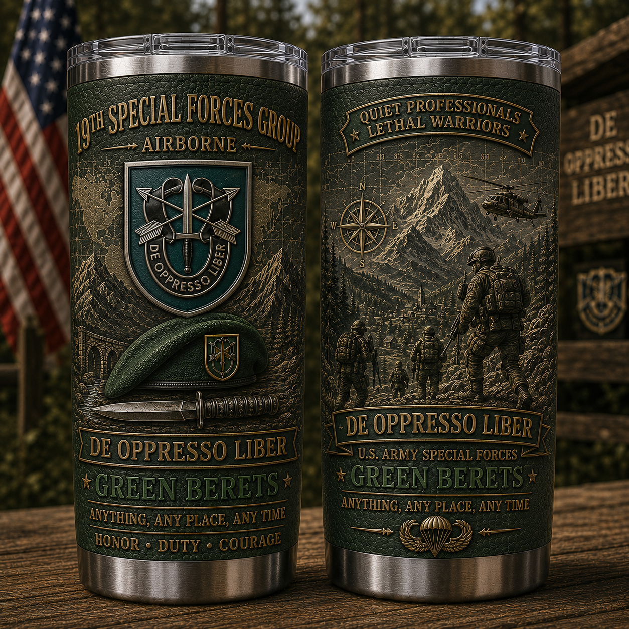 U.S. Army Special Forces Group “De Oppresso Liber” Insulated Travel Tumbler Collection