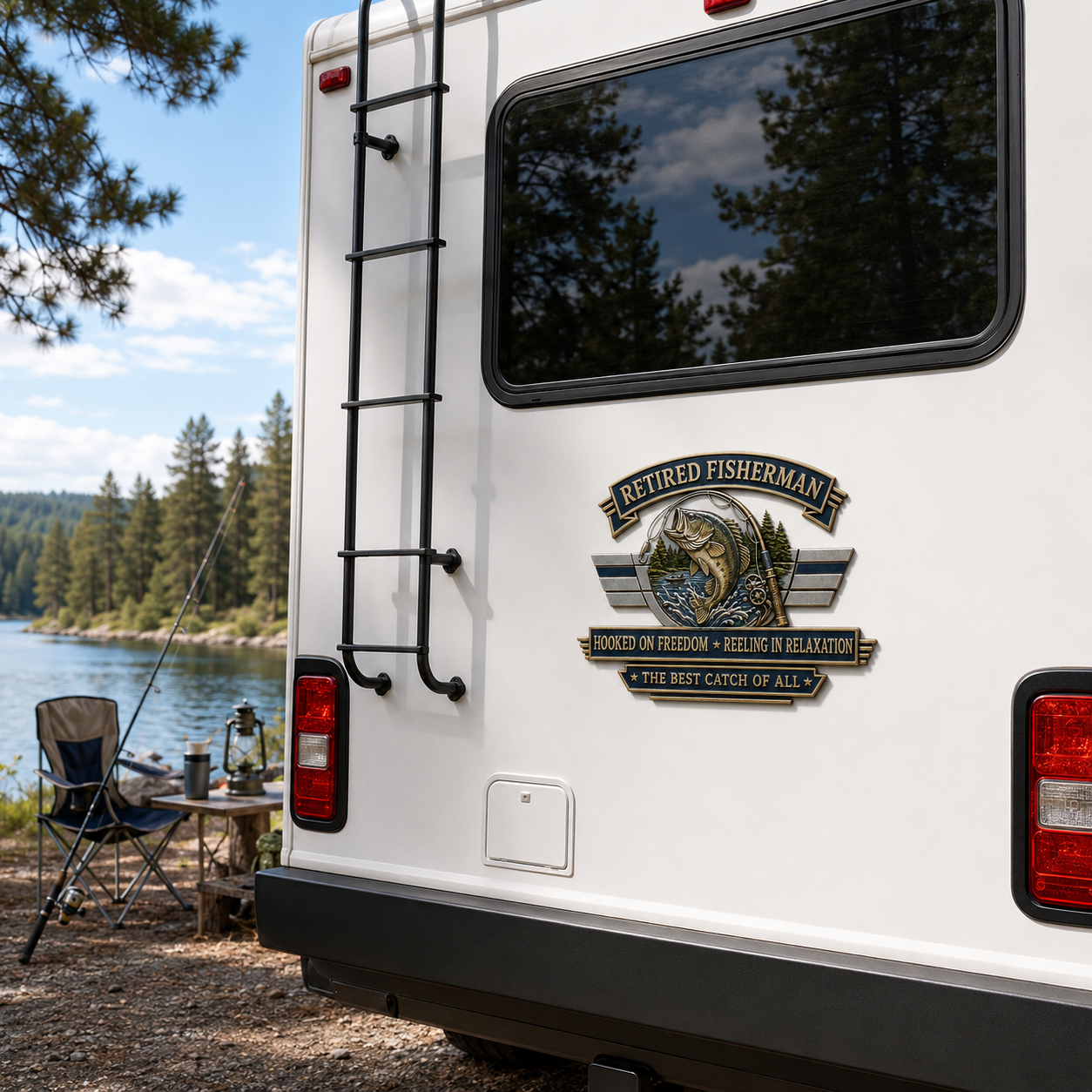 Last Day Promo: 49% OFF 🎣 Retired Fisherman Freedom & Relaxation Metal Car Emblem