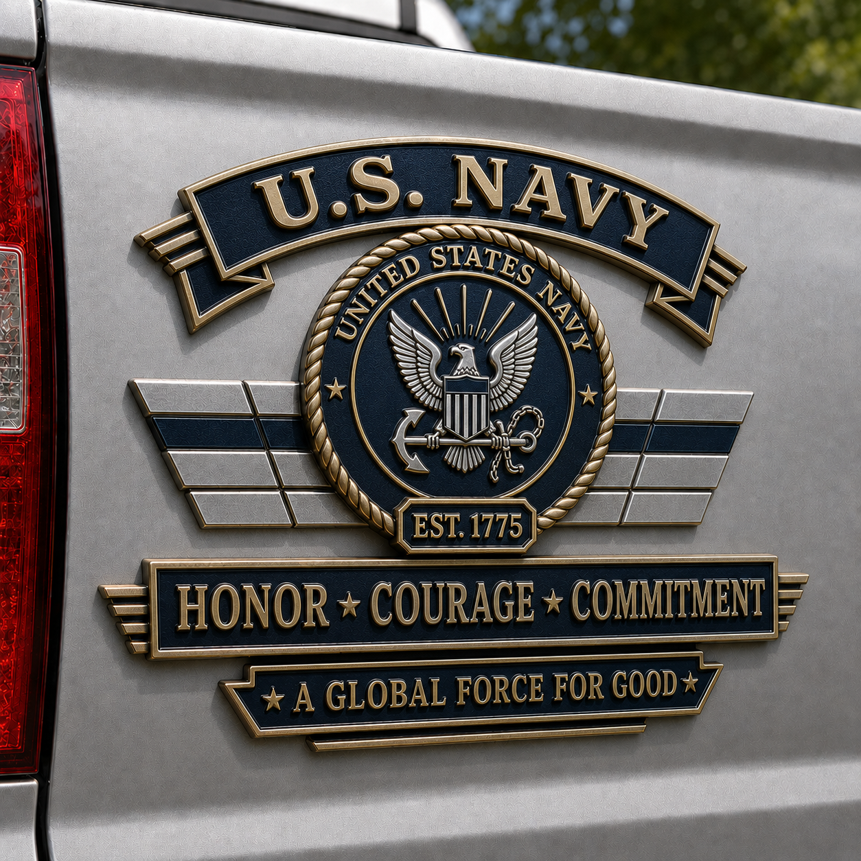 U.S. Armed Forces Tribute Metal Vehicle Emblems