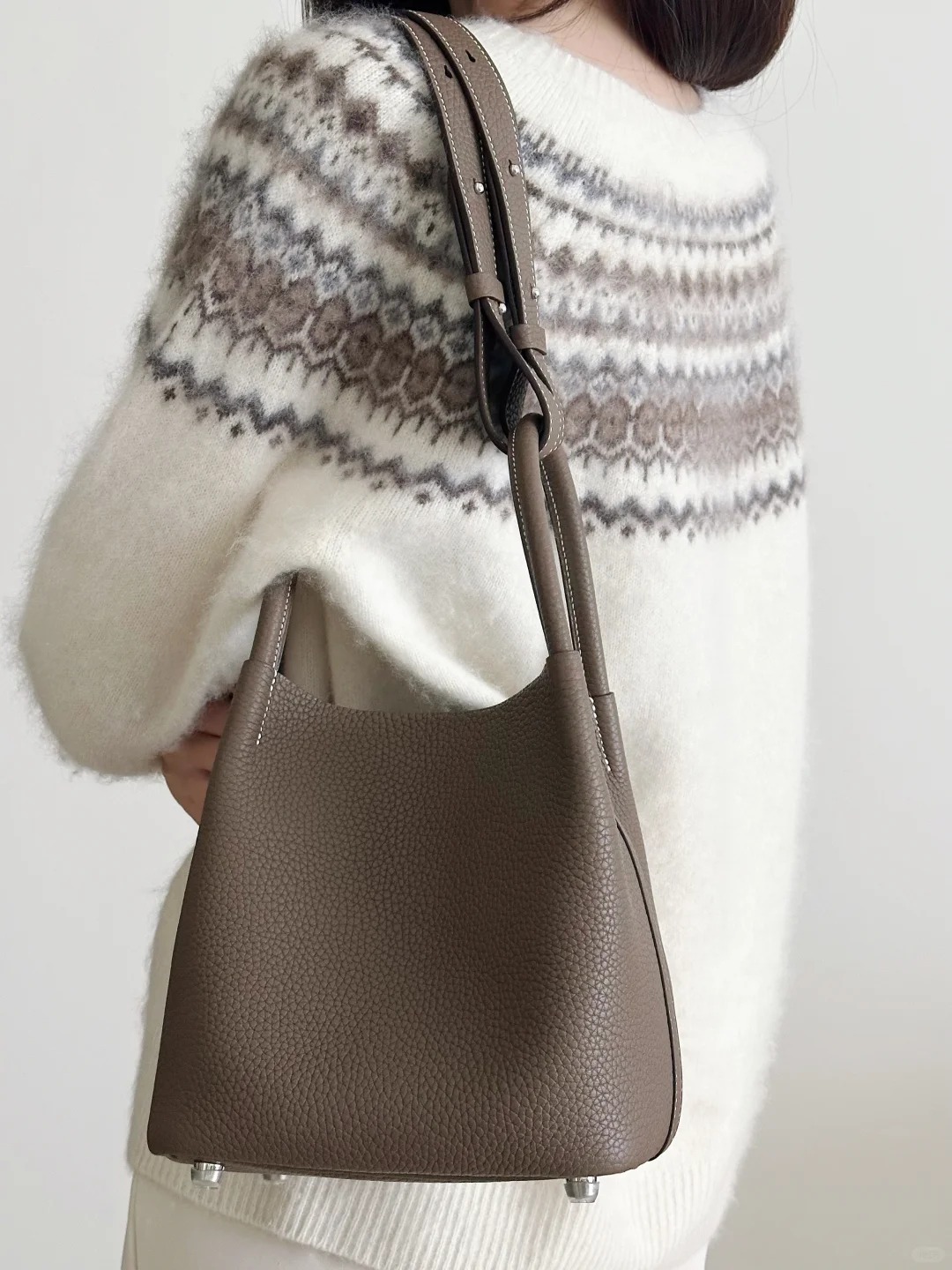 Taupe Mini Bucket Bag