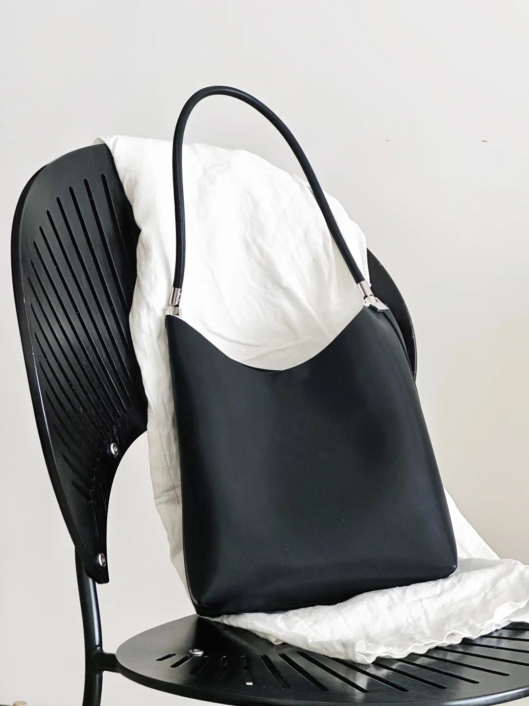 Black Large Bucket Tote Bag