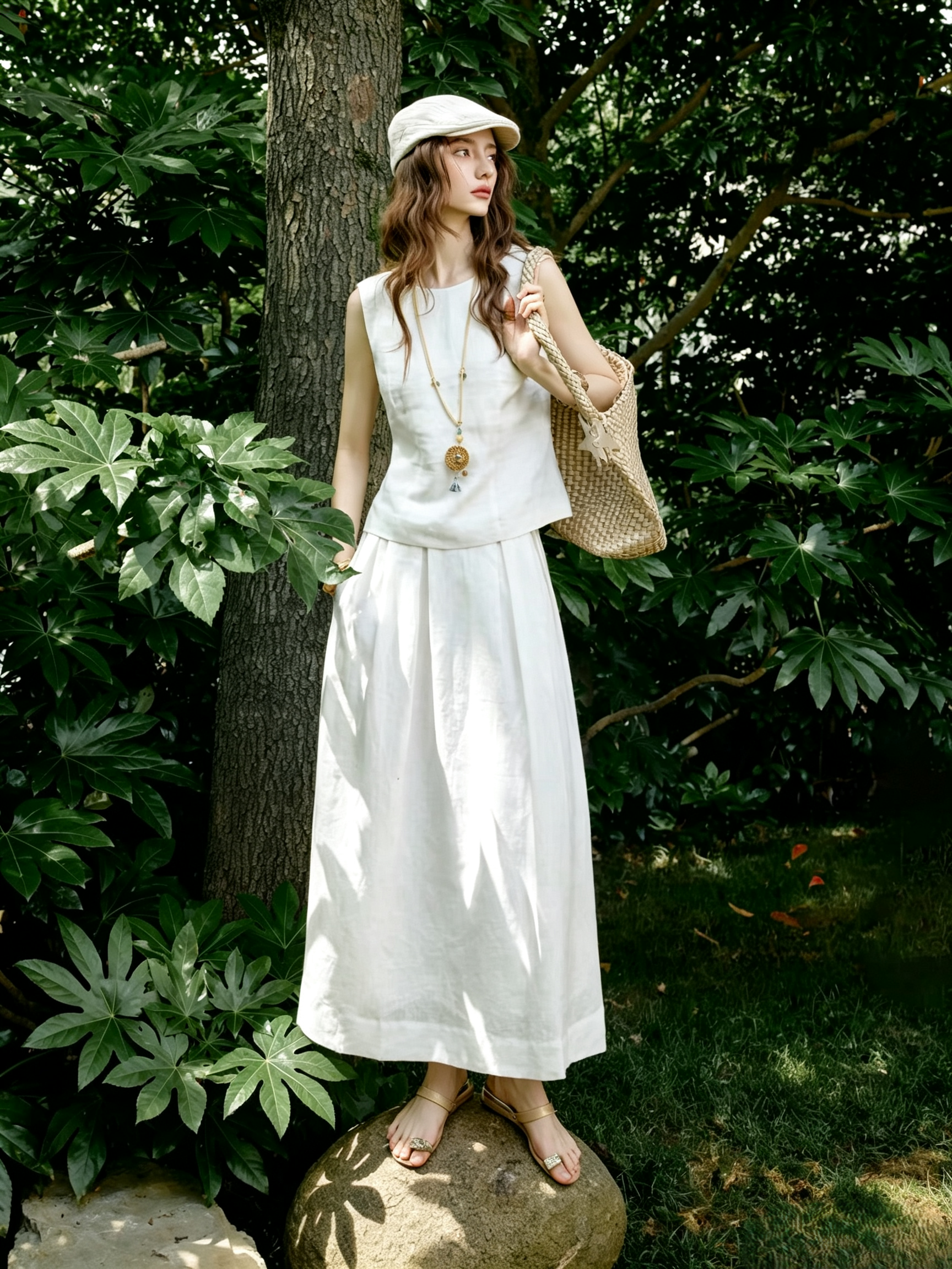 White Linen Two Piece Set