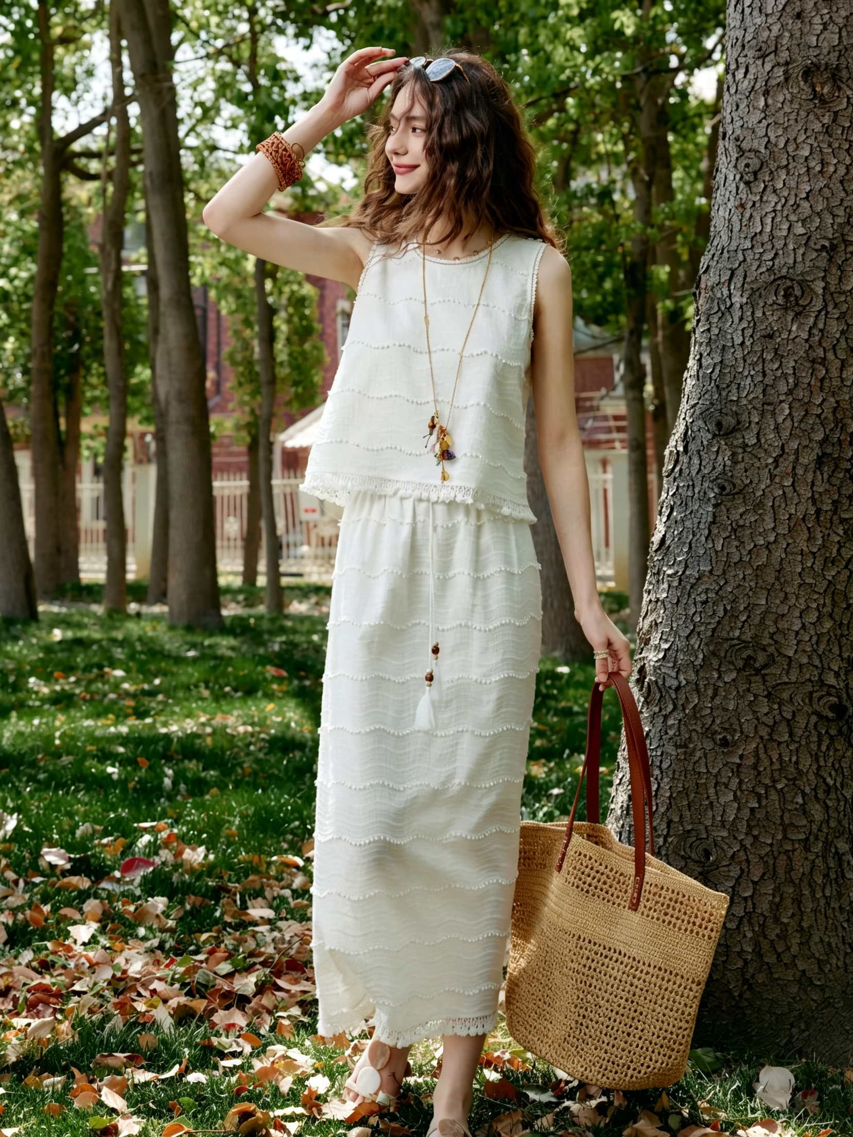 White Textured Two Piece Set