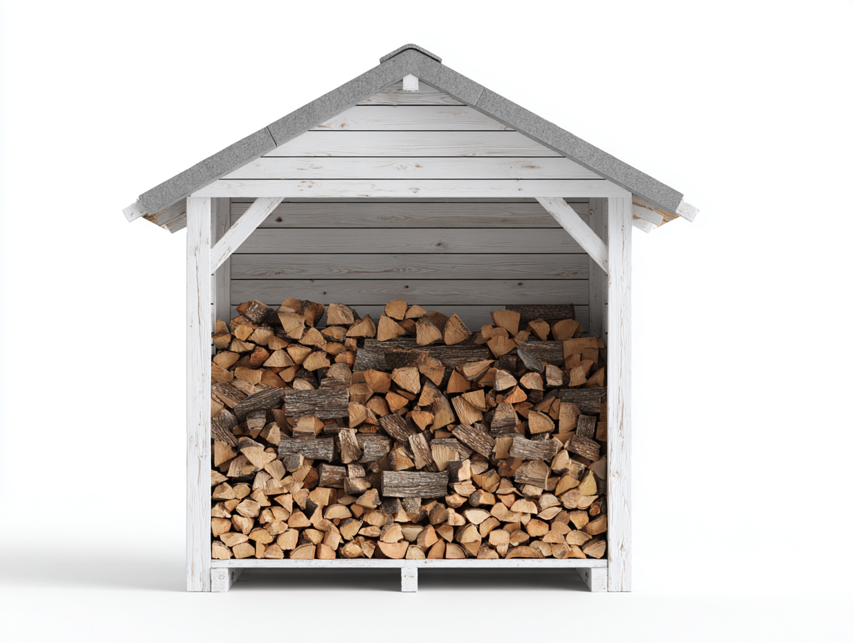 Leñero de exterior - Caseta para leña de madera blanca con techo a dos aguas reforzado 200x100x200 cm diseño rústico con gran capacidad para jardín-Donozahome