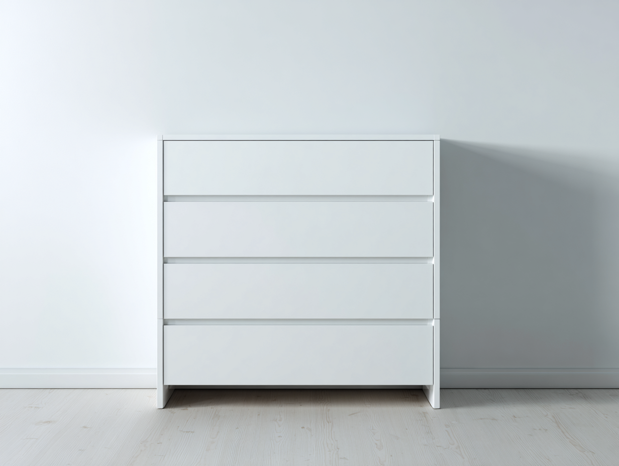Cómodas modernas - 4 cajones - 90x40x100 cm - Blanco - Diseño minimalista-Donozahome