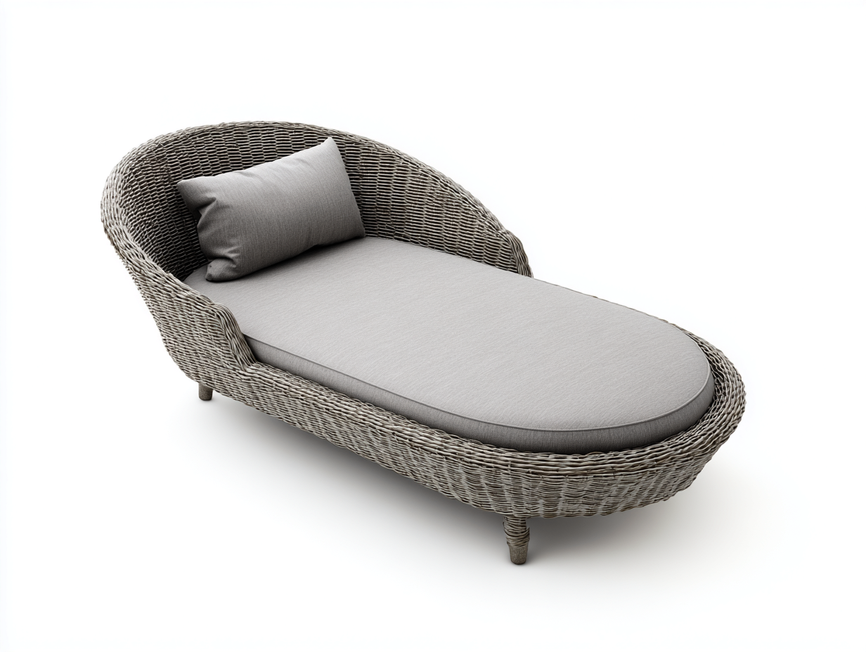 Tumbonas de ratán sintético 200x90x85 cm - Beige-Gris - Con cojín acolchado - Diseño curvo-Donozahome
