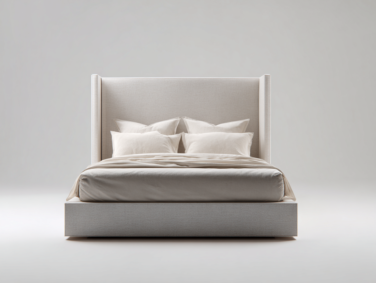 Camas dobles tapizada en tela 210x180x120 cm - beige - diseño moderno con cabecero alto-Donozahome