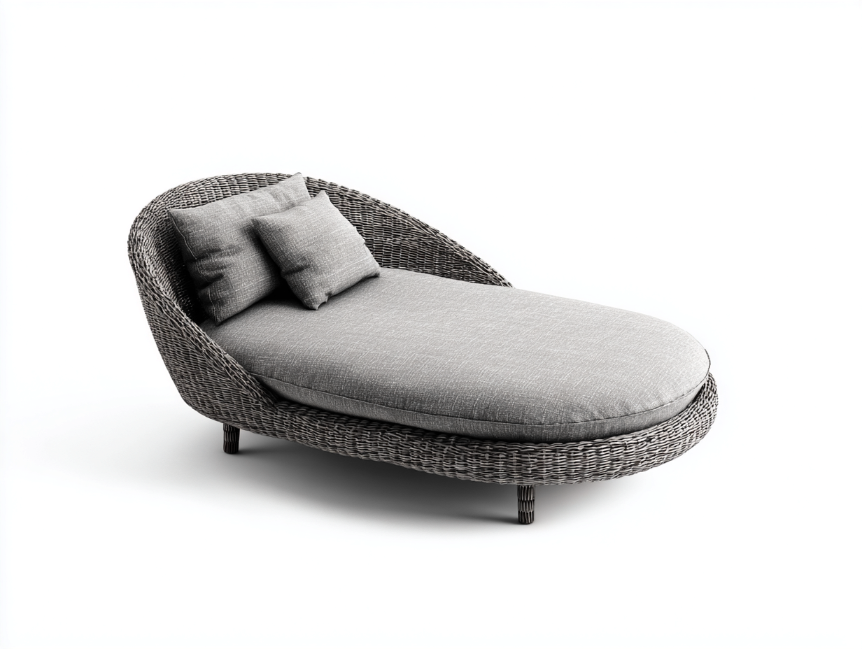 Tumbonas de ratán 200x80x85 cm gris con cojines diseño exterior ajustable estilo moderno-Donozahome