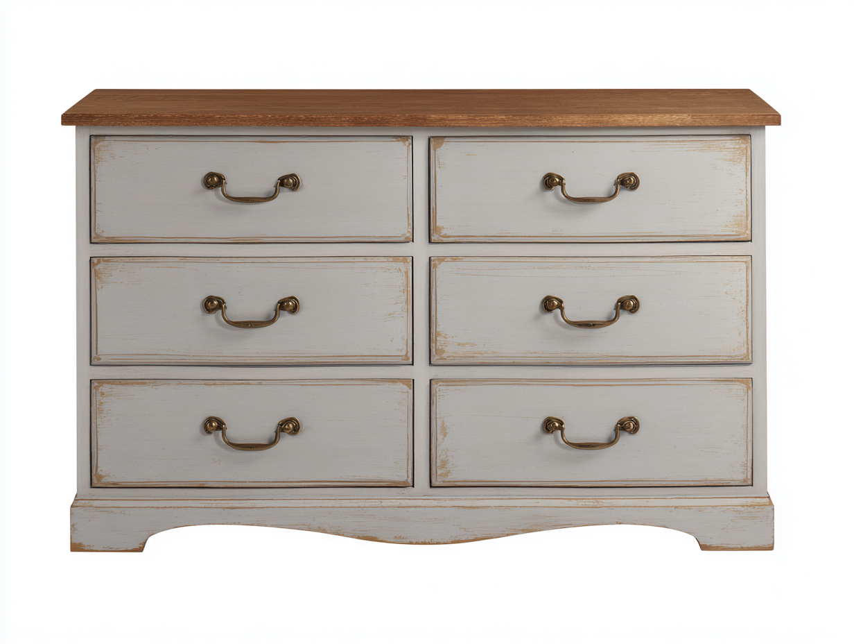 Cómodas de madera 120x40x80 cm Blanco envejecido - Estilo vintage funcional-Donozahome