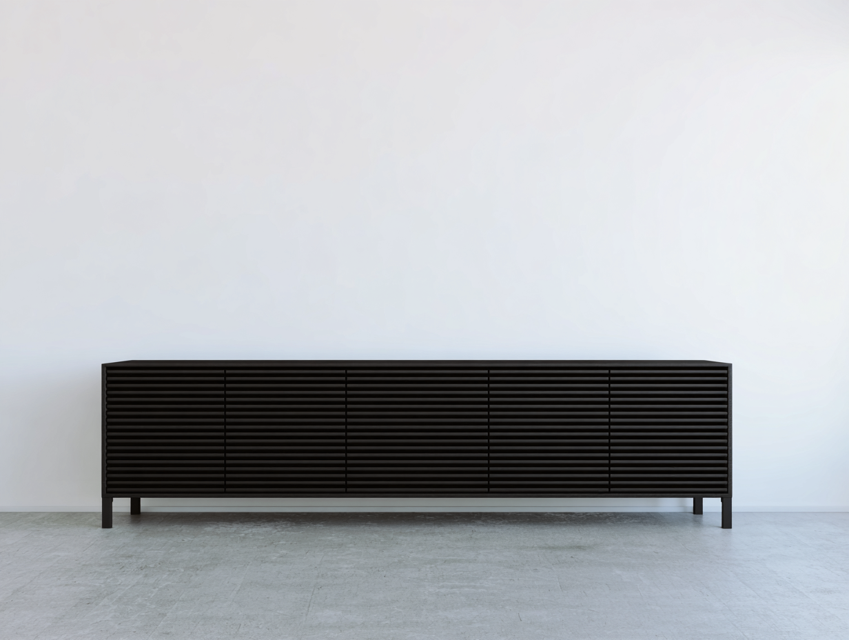 Mueble recibidor de madera 200 x 40 x 60 cm - Negro - Diseño moderno con 5 puertas-Gamiialiving
