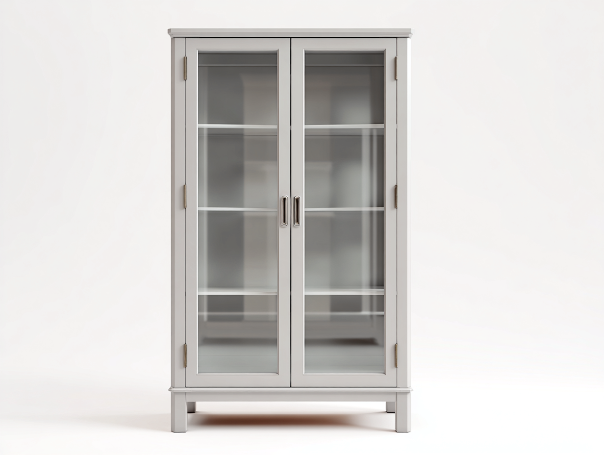 Estanterías - Vitrina armario blanco con puertas de cristal 2 puertas estilo clásico 100x40x180 cm para salón comedor y cocina-Gamiialiving