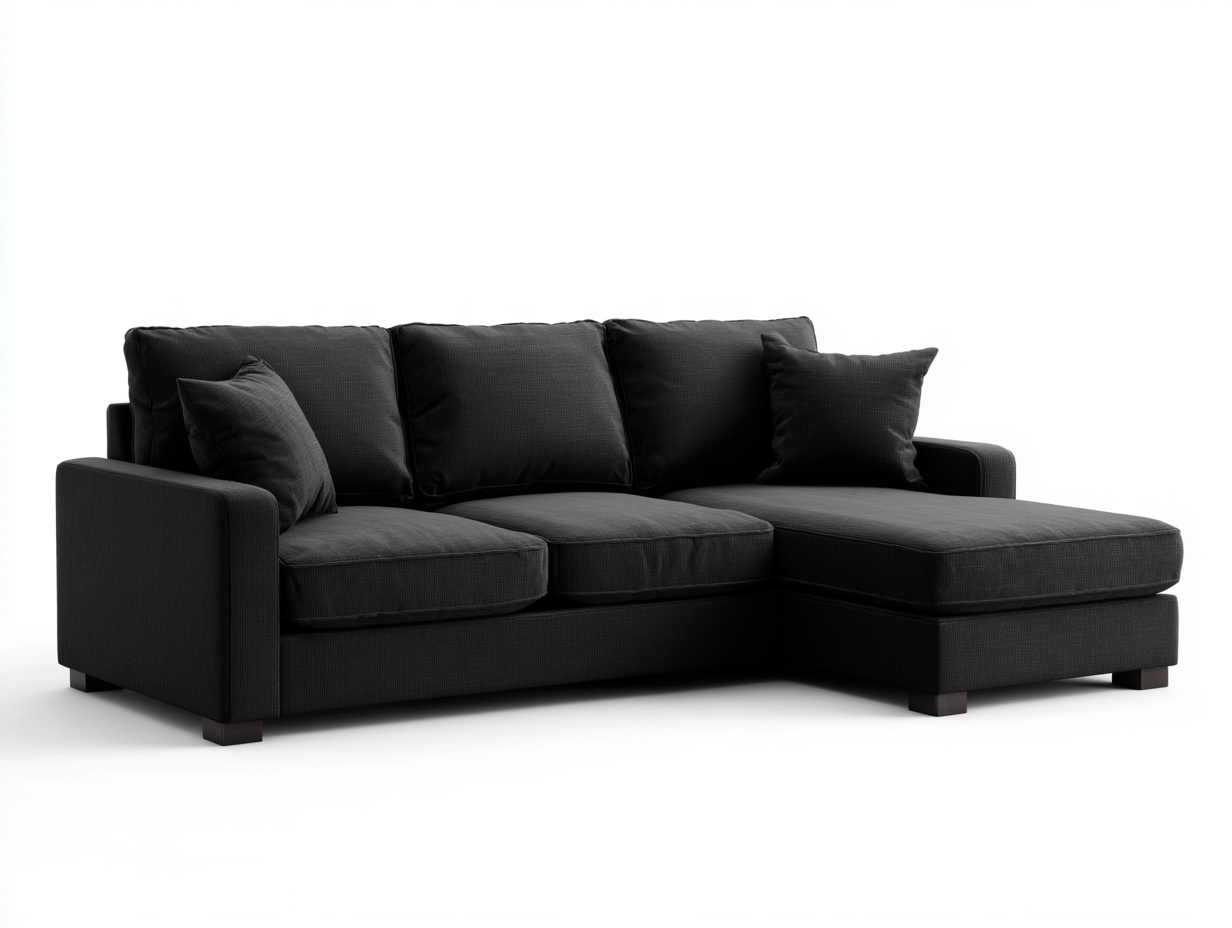 Sofás de esquina de salón tejido negro con chaise longue 270x160x85 cm diseño moderno interior-Jalagadecor