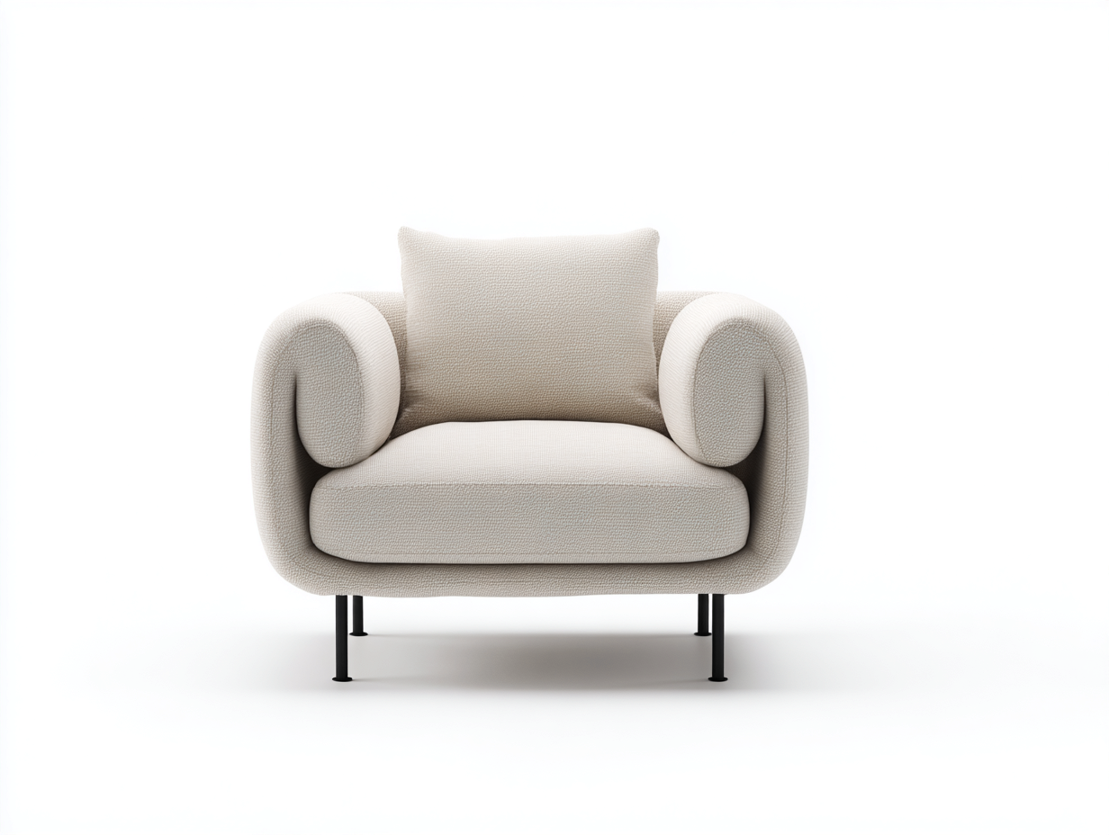 Sillones tapizado bouclé 98 x 88 x 82 cm - Blanco crema - Diseño moderno-Jalagadecor