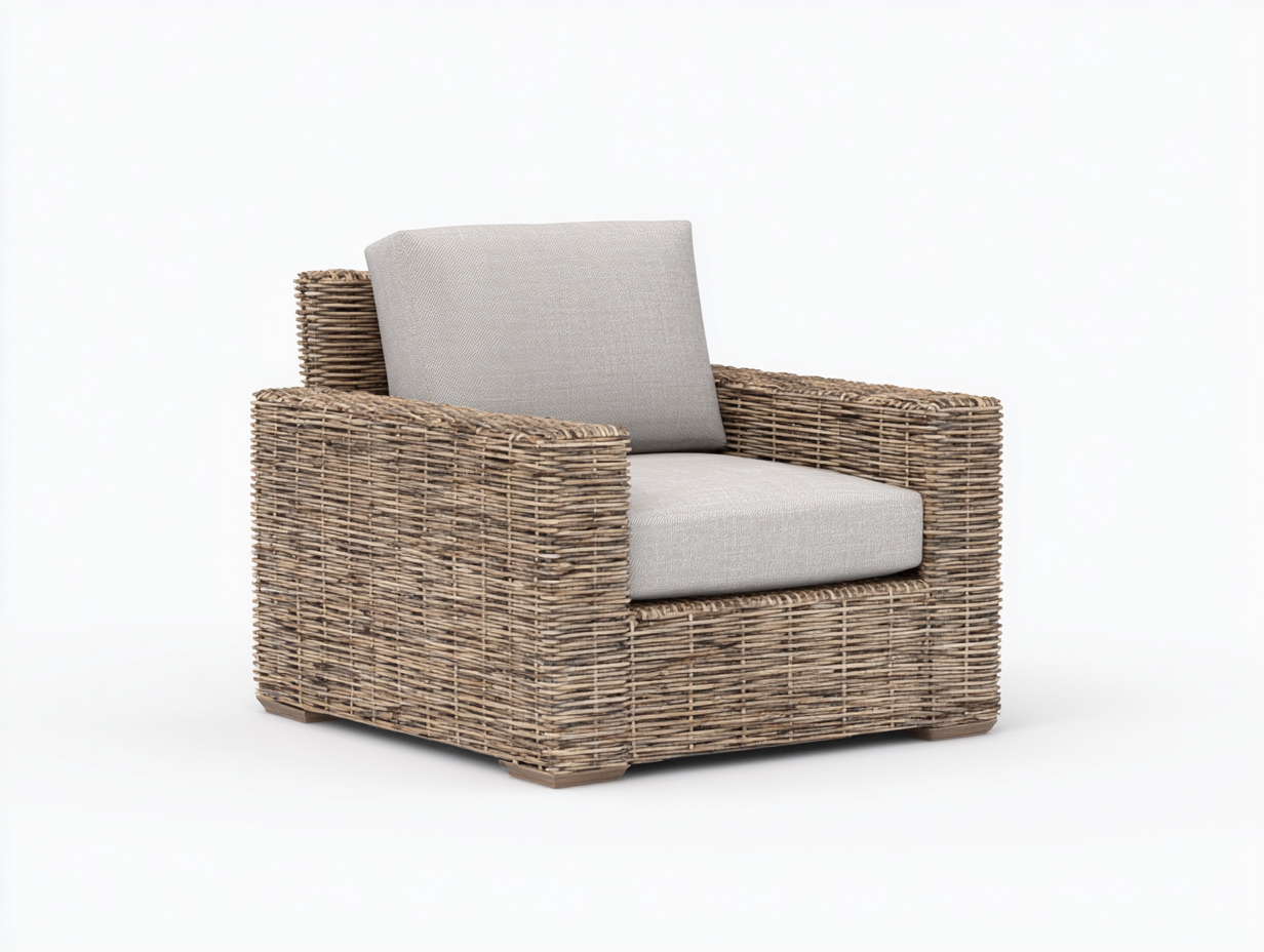 Sillones de ratán madera natural 80x85x75 cm - Ratán natural-Madera natural - Diseño exterior clásico con reposabrazos-Jalagadecor