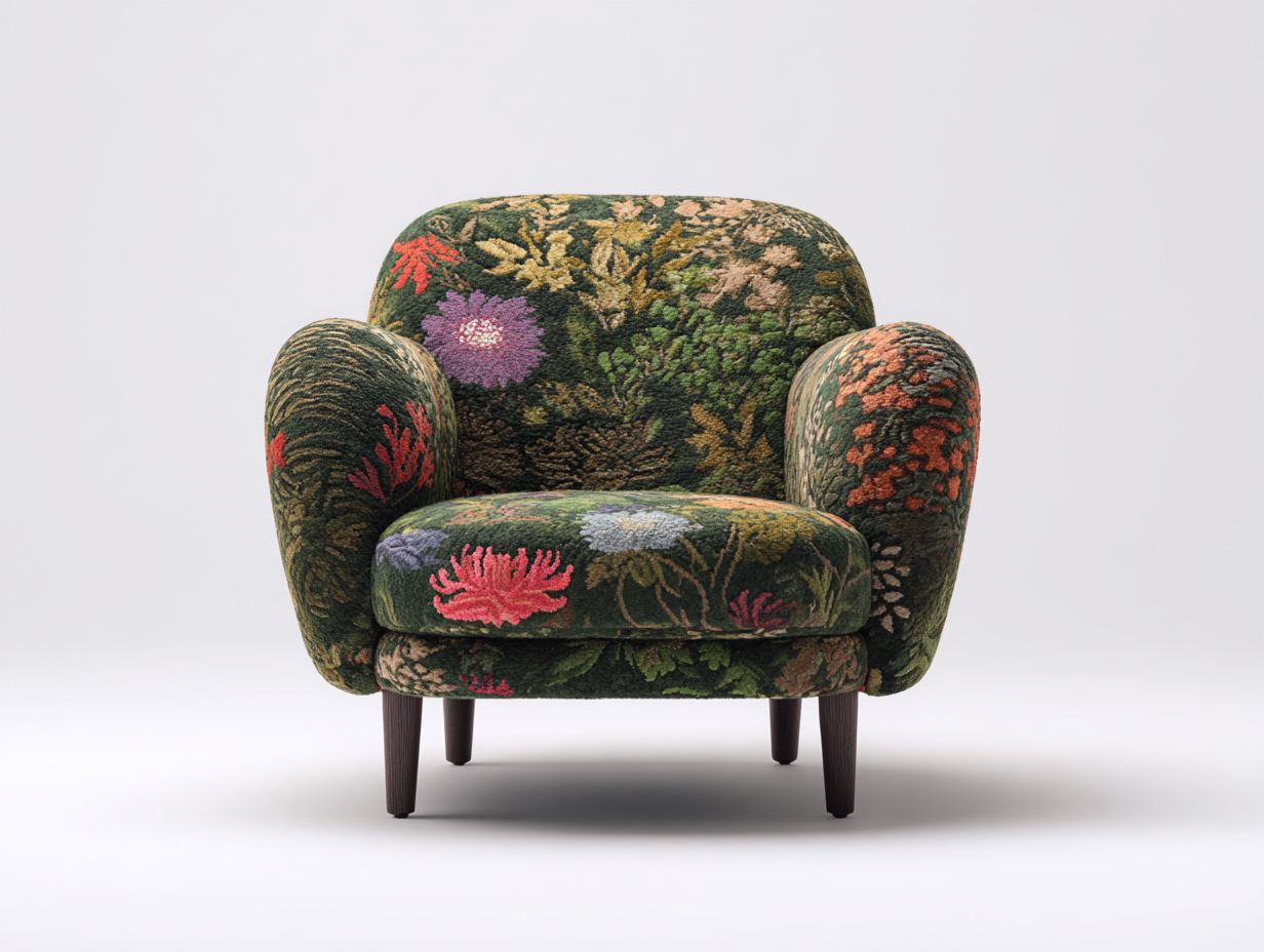 Sillones tapizado floral verde 80x78x75 cm - Verde multicolor - Diseño vintage con acabado textil-Jalagadecor