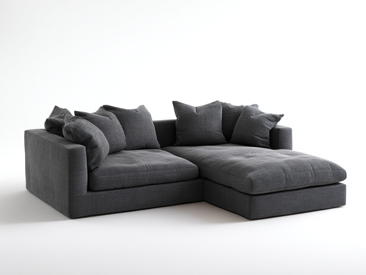 Sofás de esquina de salón tejido gris con chaise longue derecha estilo moderno 280x170x85 cm diseño interior-Jalagadecor