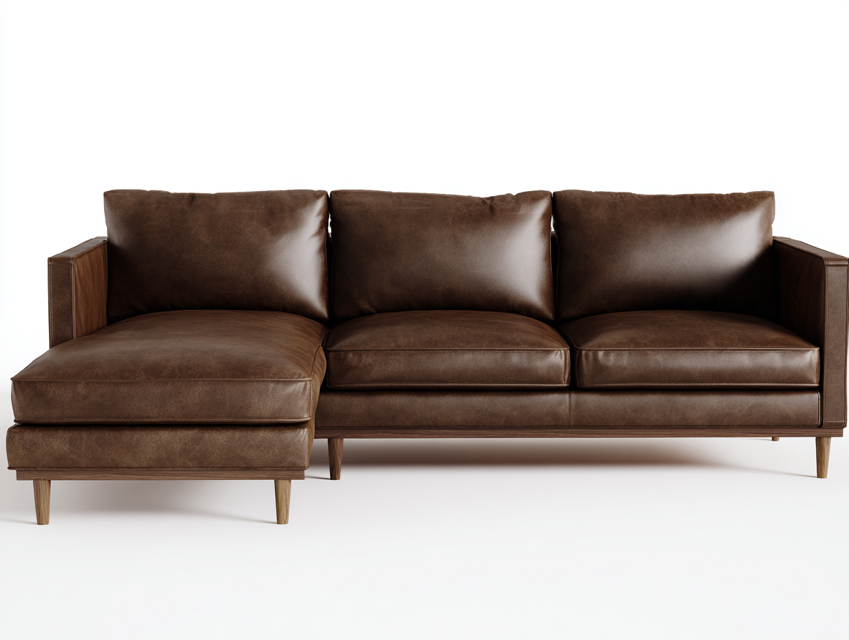Sofás de esquina de cuero marrón con chaise longue izquierda estilo moderno 250x160x85 cm diseño interior salón-Jalagadecor