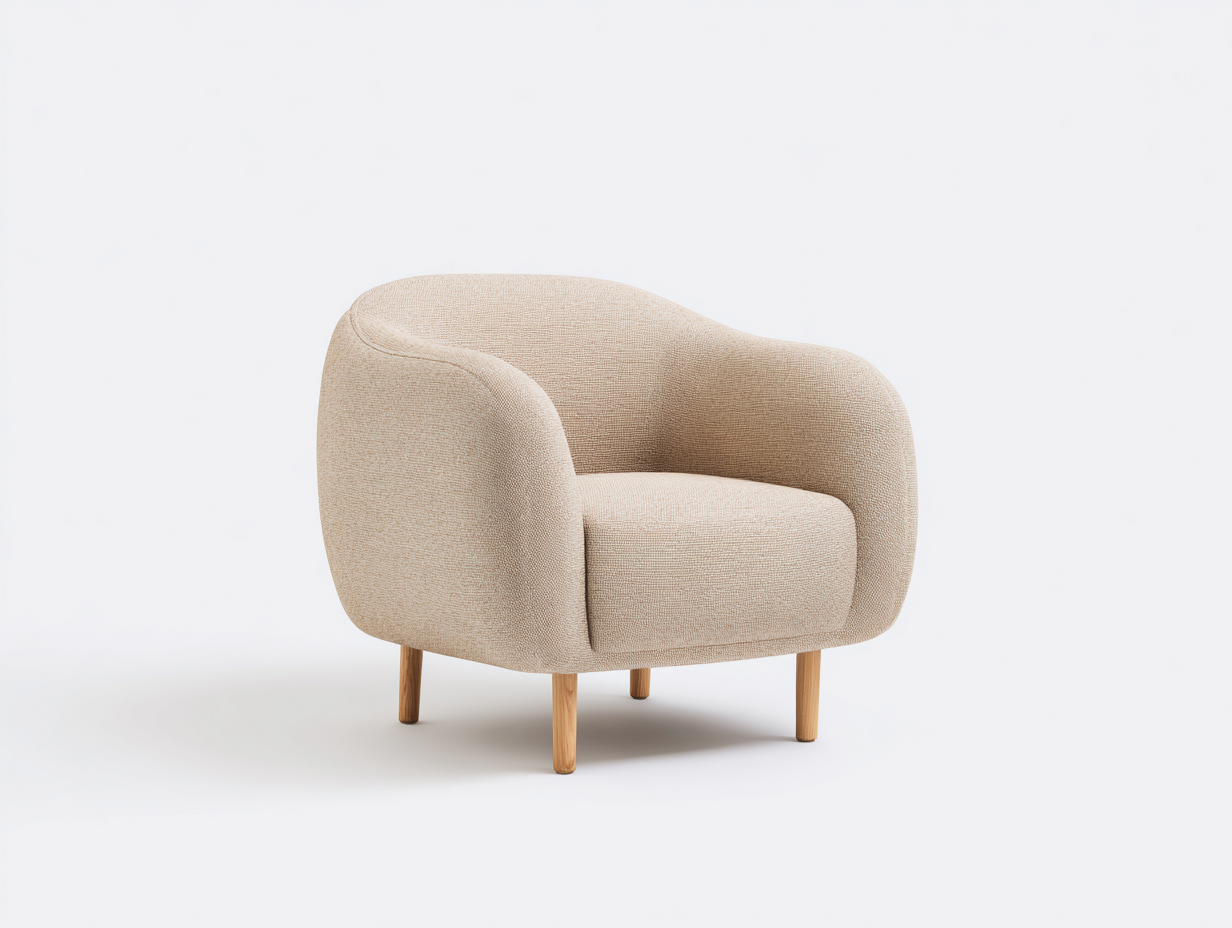 Sillones tapizados beige 80x78x75 cm - Beige-Madera natural - Diseño moderno con patas de madera-Jalagadecor