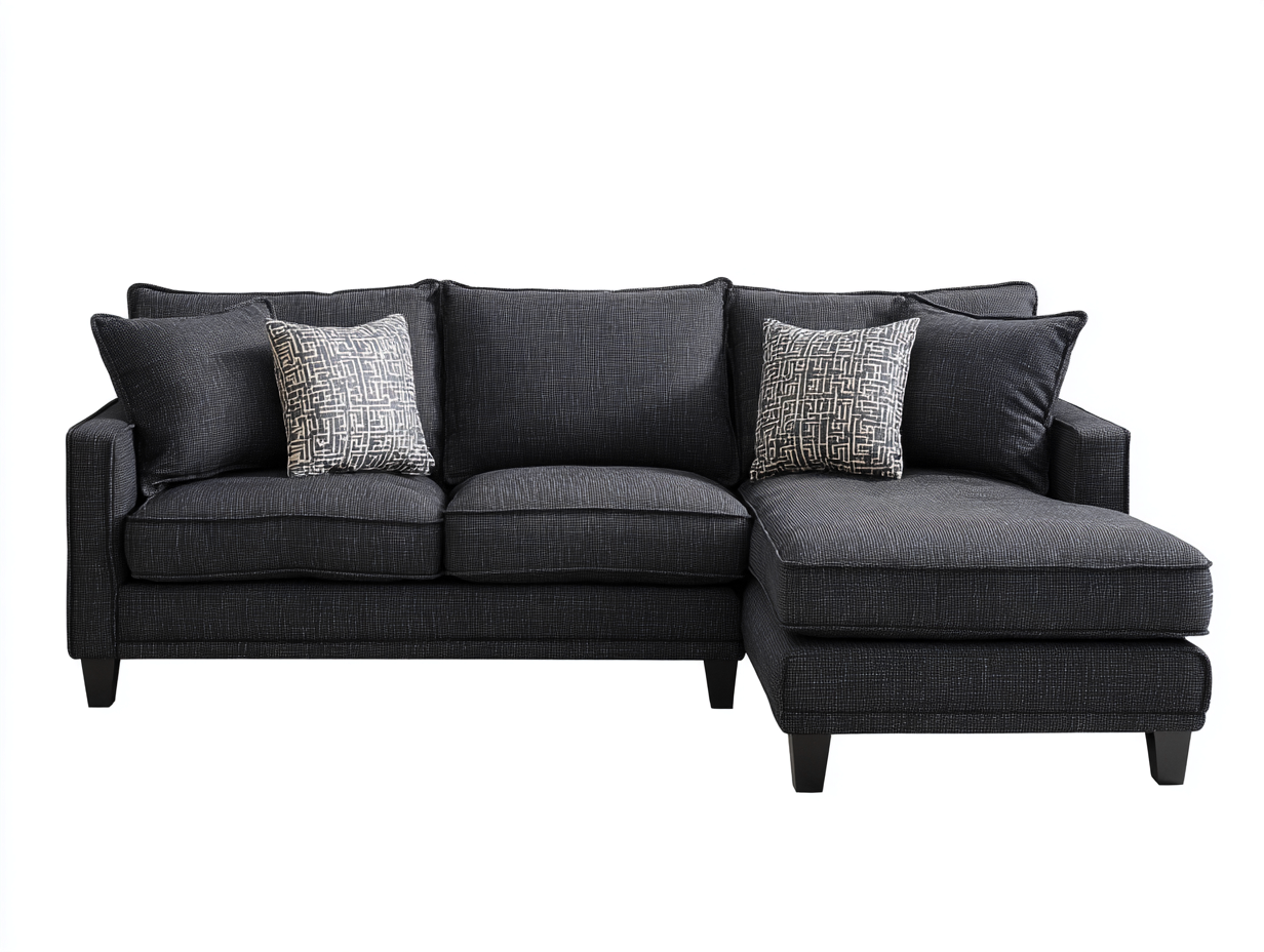 Sofás de esquina tela gris oscuro 260x160x85 cm - Gris oscuro - Diseño moderno chaise longue-Jalagadecor