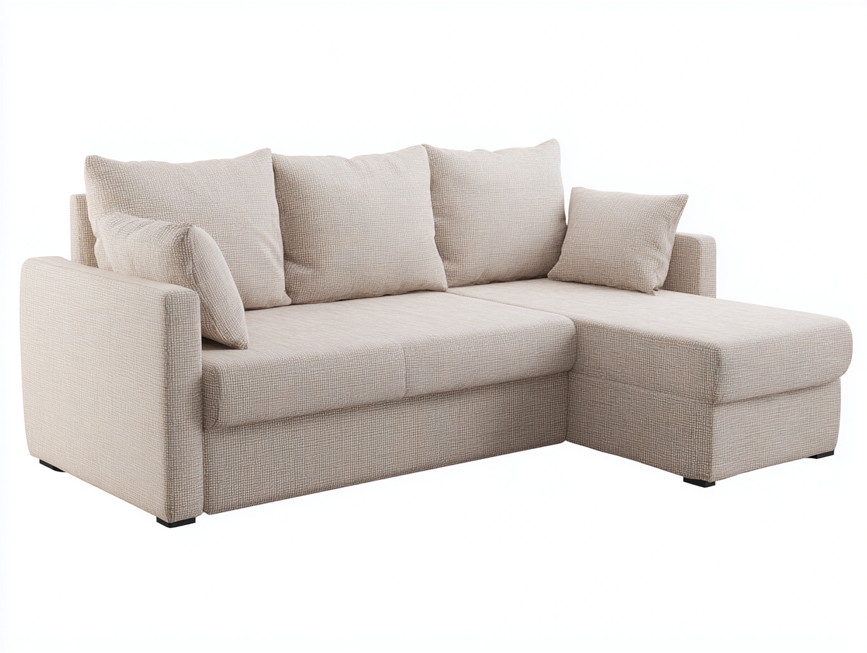 Sofás de esquina tapizado de tela 235x155x88 cm - Beige claro - Diseño moderno para salón-Jalagadecor