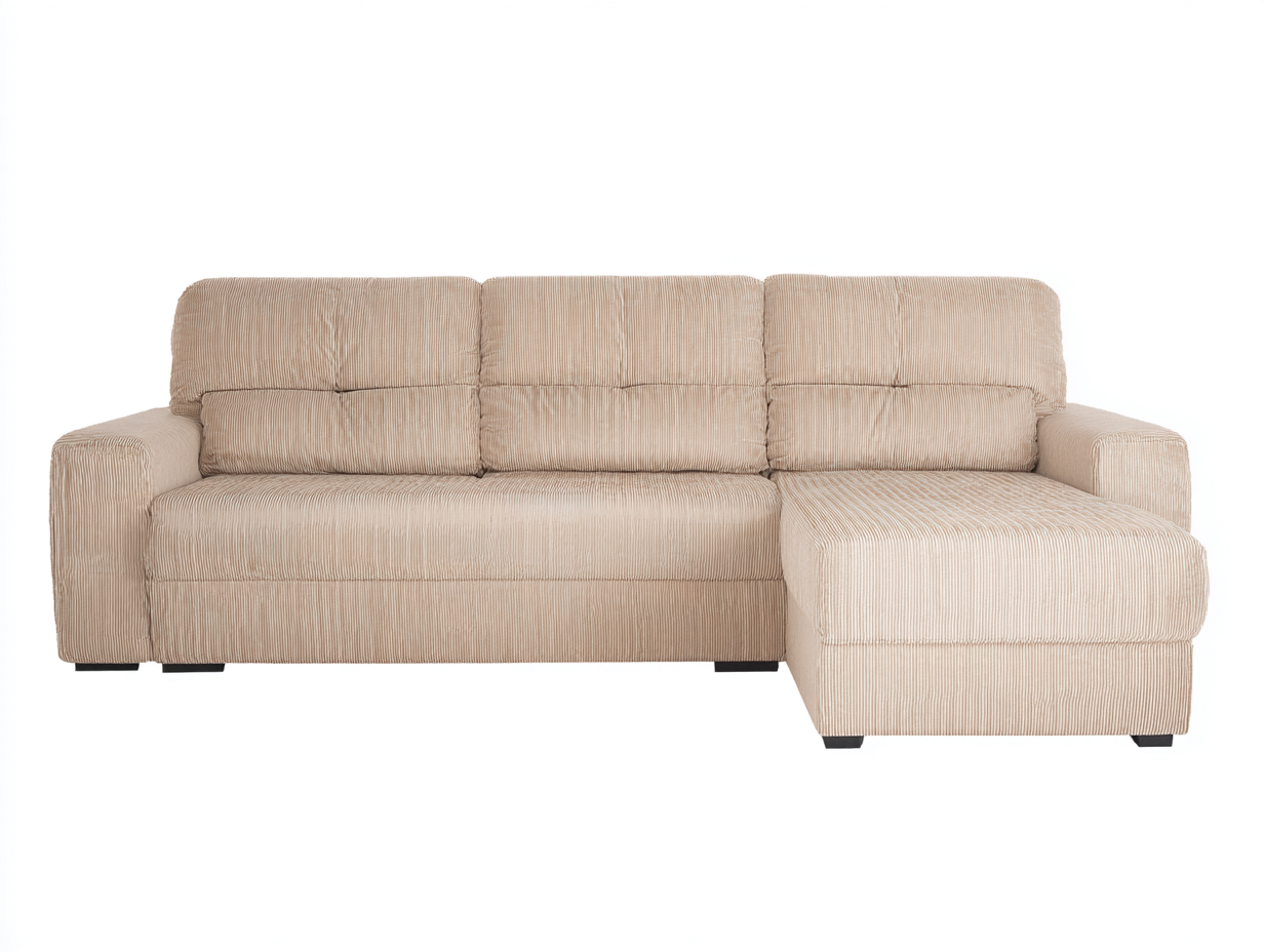 Sofás de esquina tapizado de pana 245x155x88 cm - Beige - Diseño moderno para salón-Jalagadecor