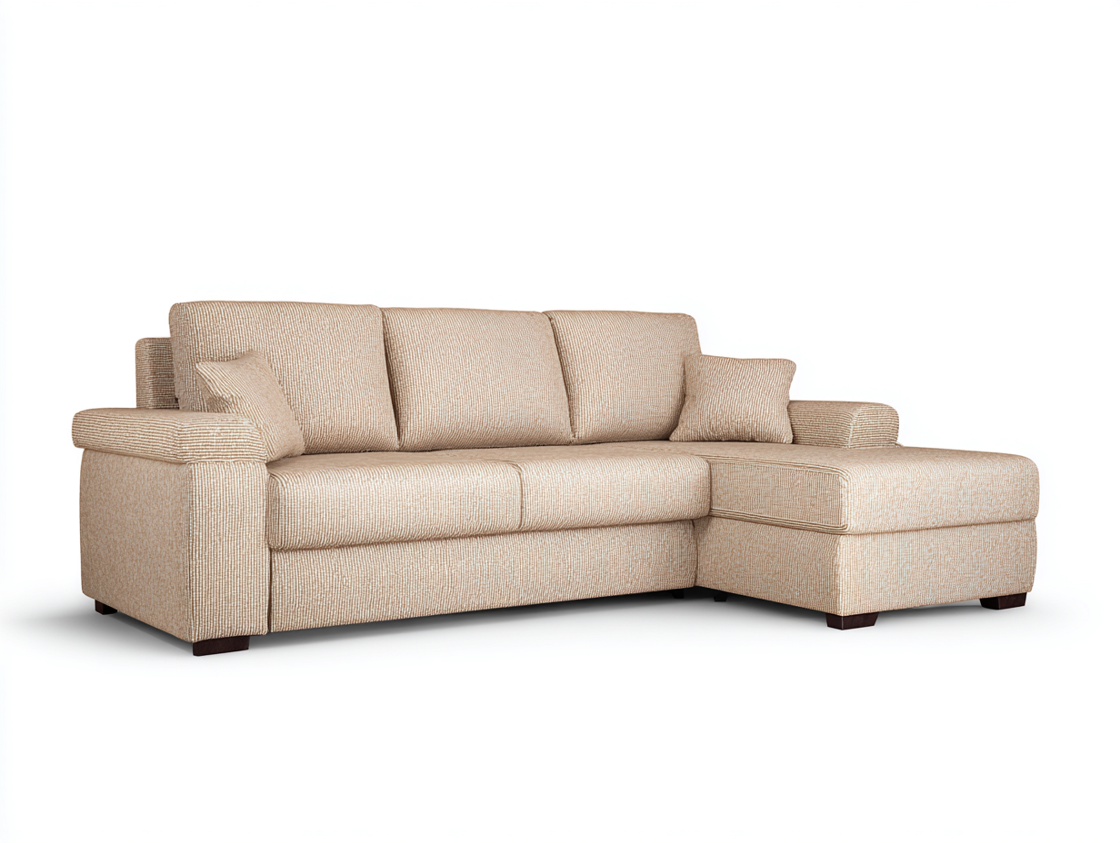 Sofás de esquina tapizado de tela 250x160x88 cm - Beige - Diseño moderno para salón-Jalagadecor