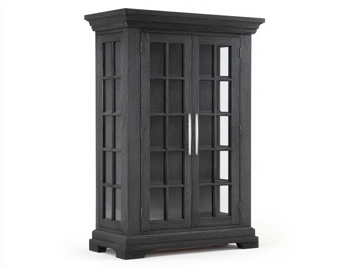 Vitrina de jardín madera vidrio 100x40x180 cm - Negro-Madera oscura - Diseño clásico con doble puerta acristalada-Jalagadecor
