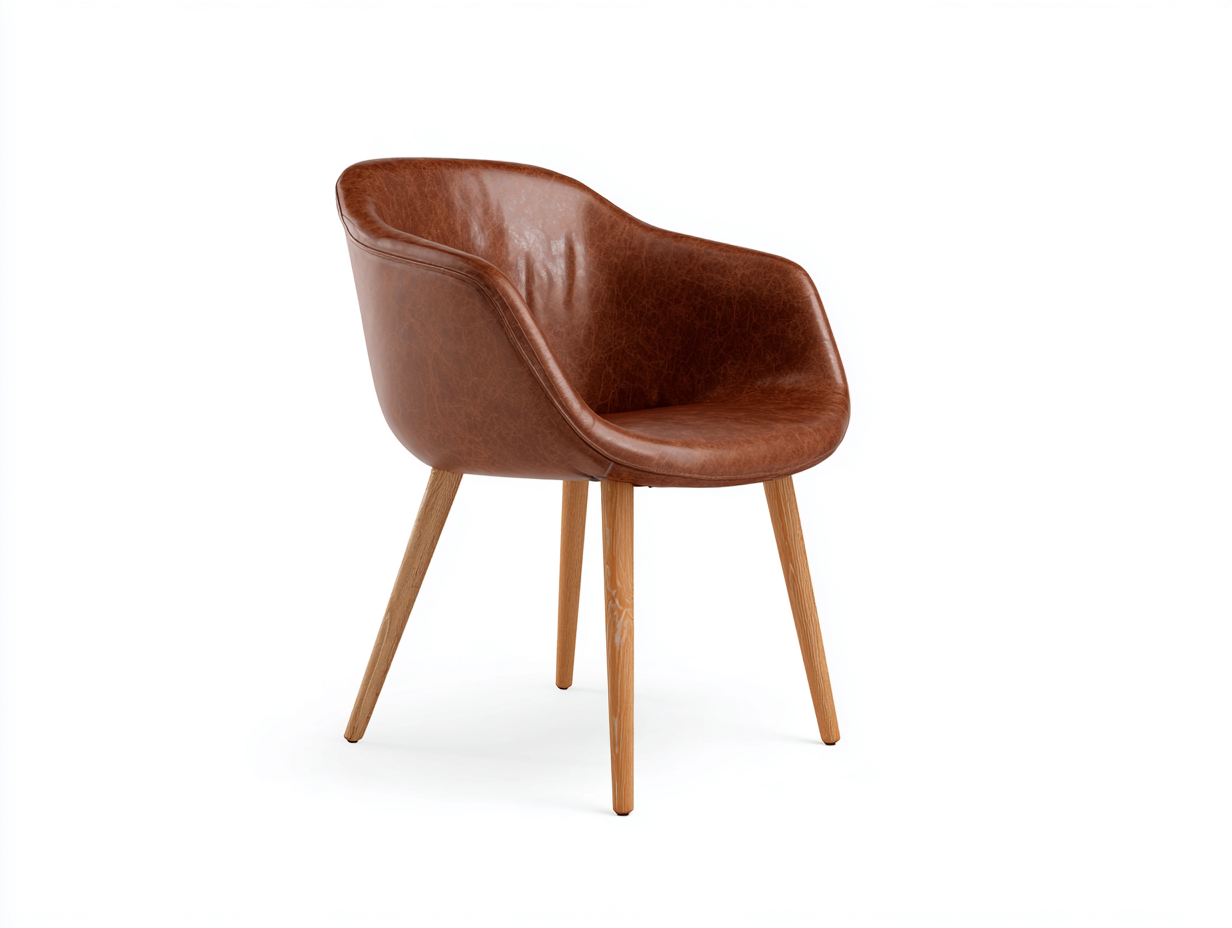 Sillas de comedor de cuero y madera 58x60x80 cm - marrón cuero y madera natural - estilo moderno elegante-Mimihahome
