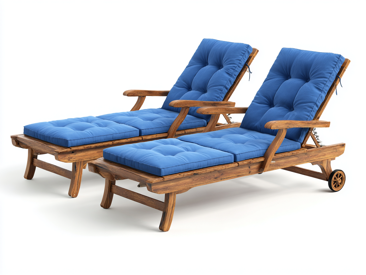 Tumbonas de jardín reclinables - Madera maciza - 200x65x35 cm - Azul-Madera natural - Estilo exterior-Mimihahome