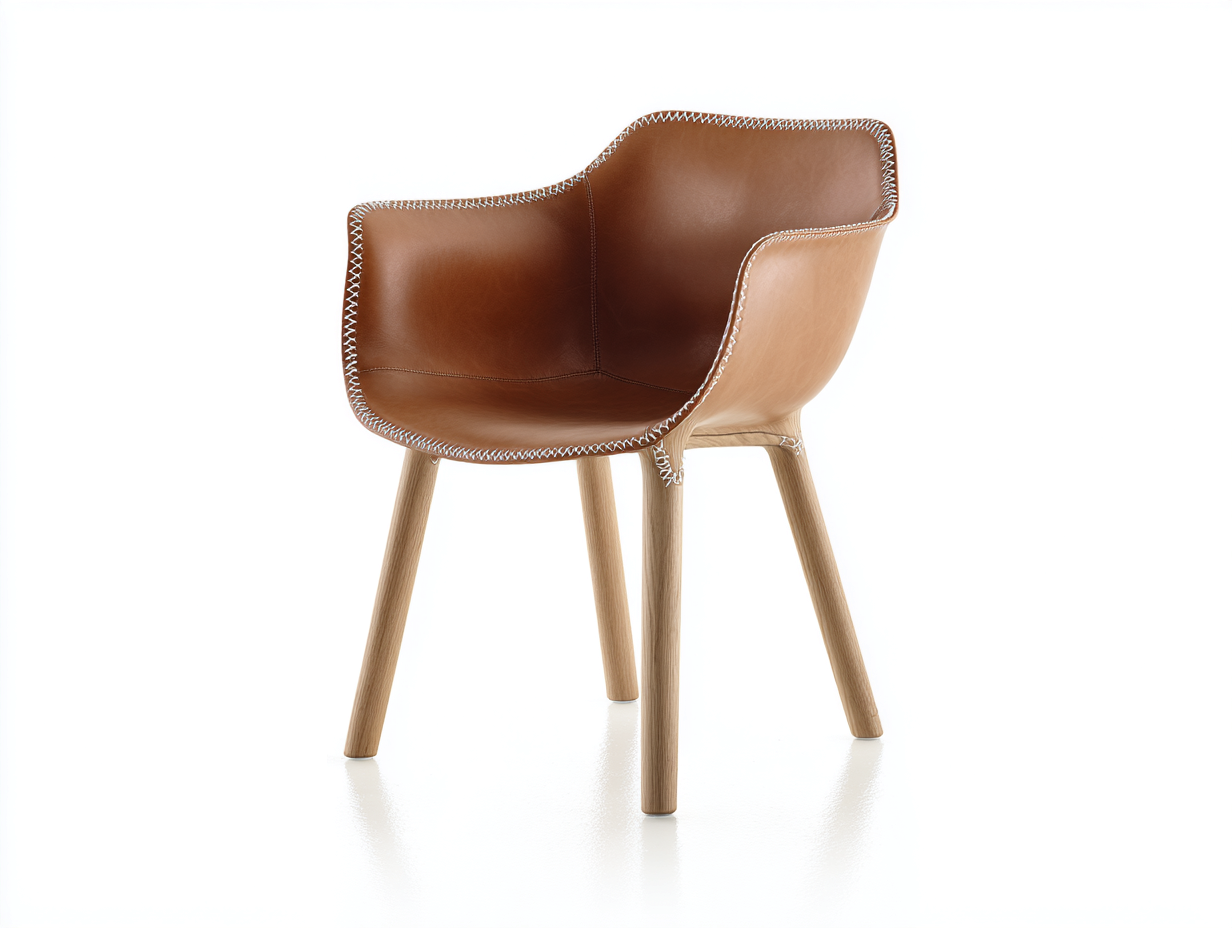 Sillas de comedor de cuero sintético 58x60x82 cm - Marrón-Madera natural - Estilo moderno tipo butaca tapizada-Mimihahome
