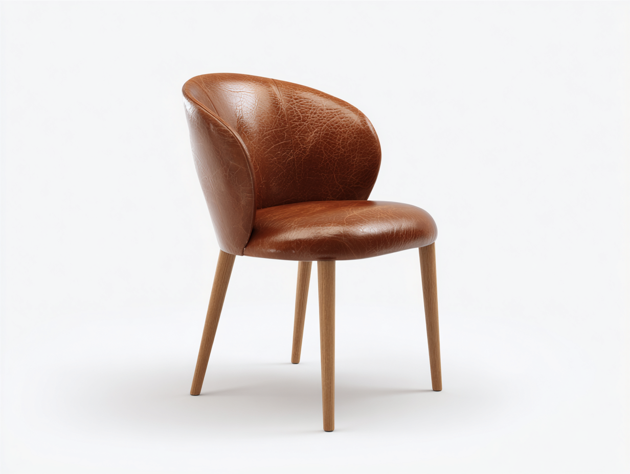 Sillas de comedor de cuero sintético 55x58x80 cm - Marrón-Madera natural - Estilo moderno minimalista-Mimihahome