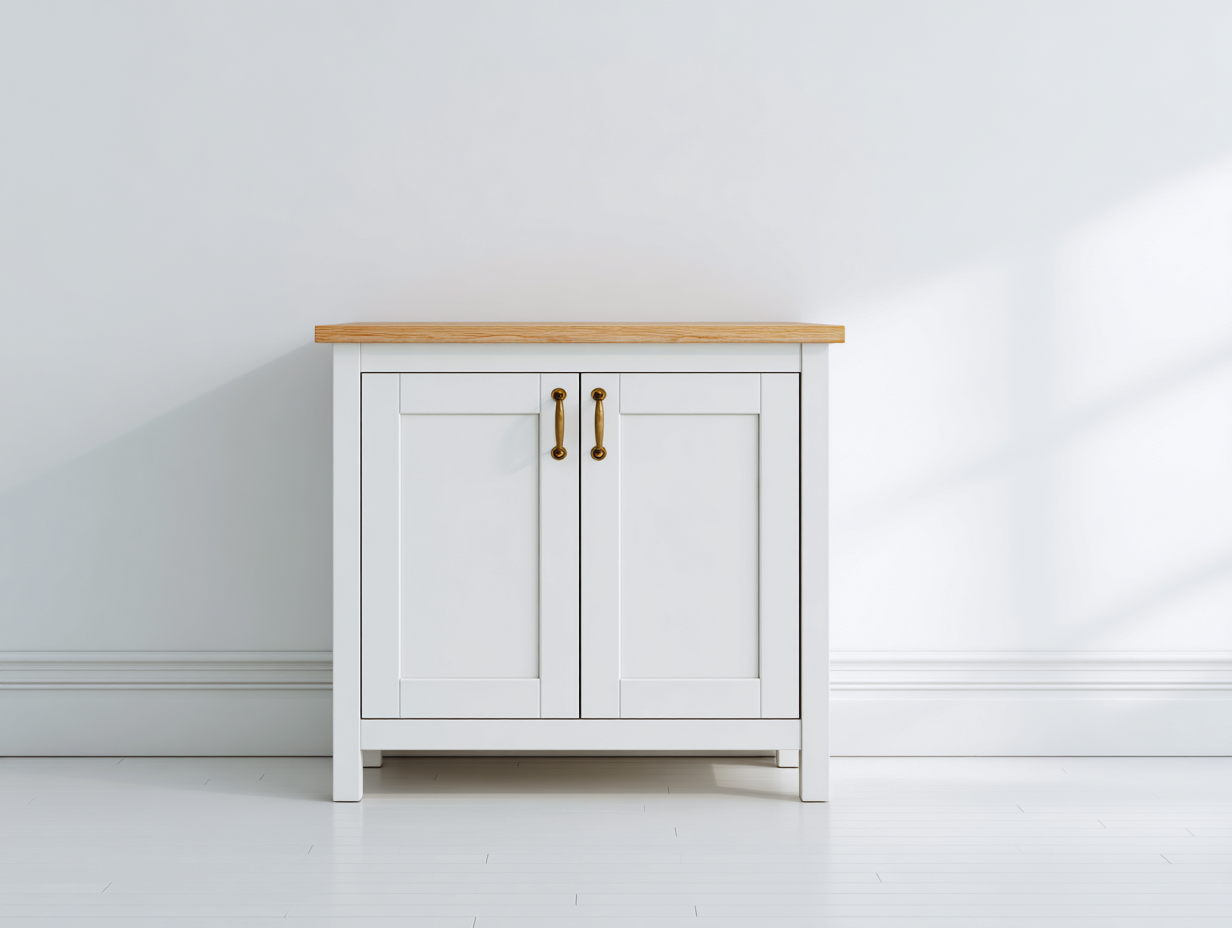 Aparadores de madera 90x40x90 cm - Blanco-Roble - Diseño moderno con 2 puertas-Mimihahome