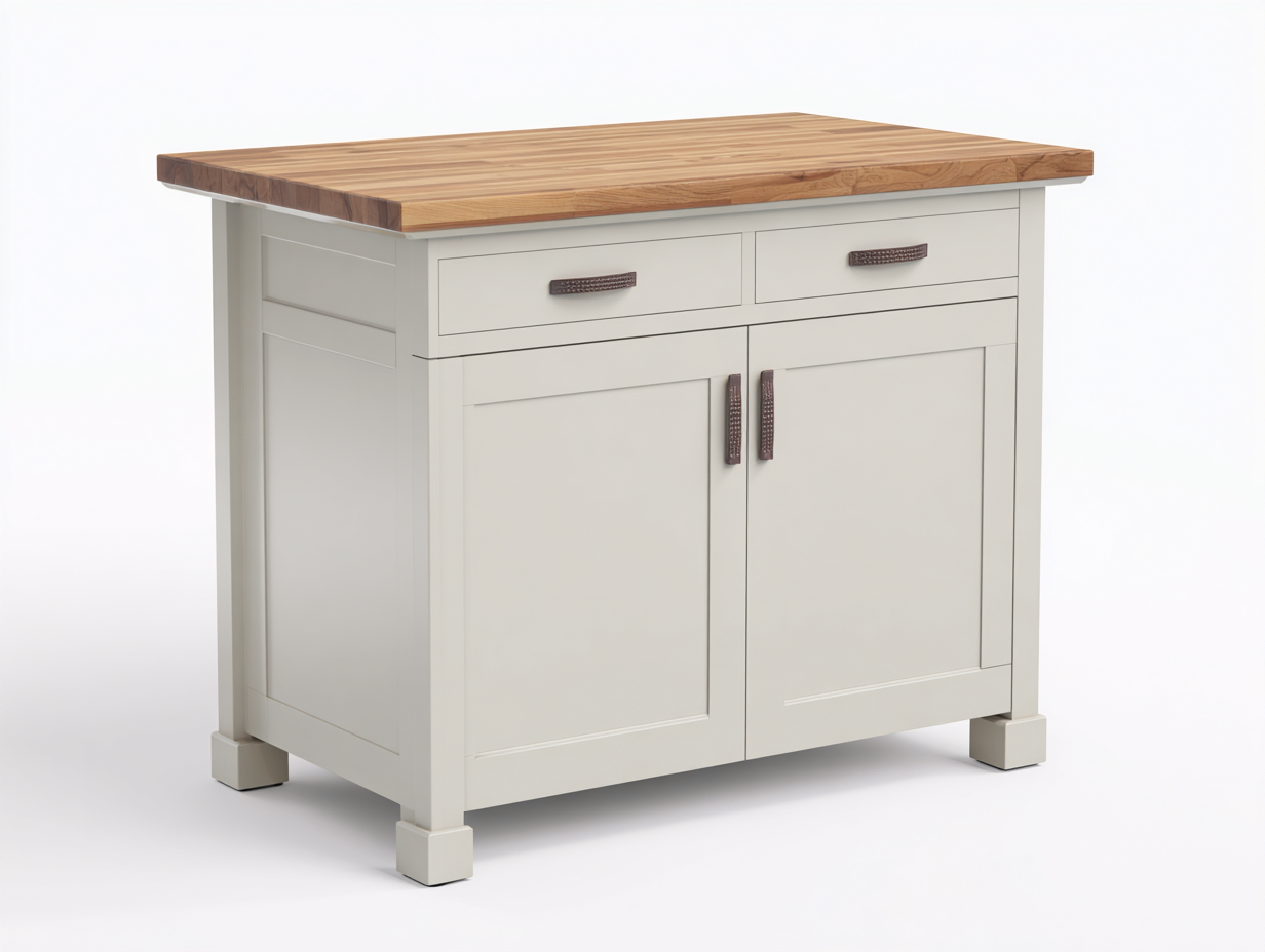 Aparadores de cocina con cajones y puertas - Madera - 120x60x90 cm - Beige-Madera natural - Estilo rústico moderno-Mimihahome
