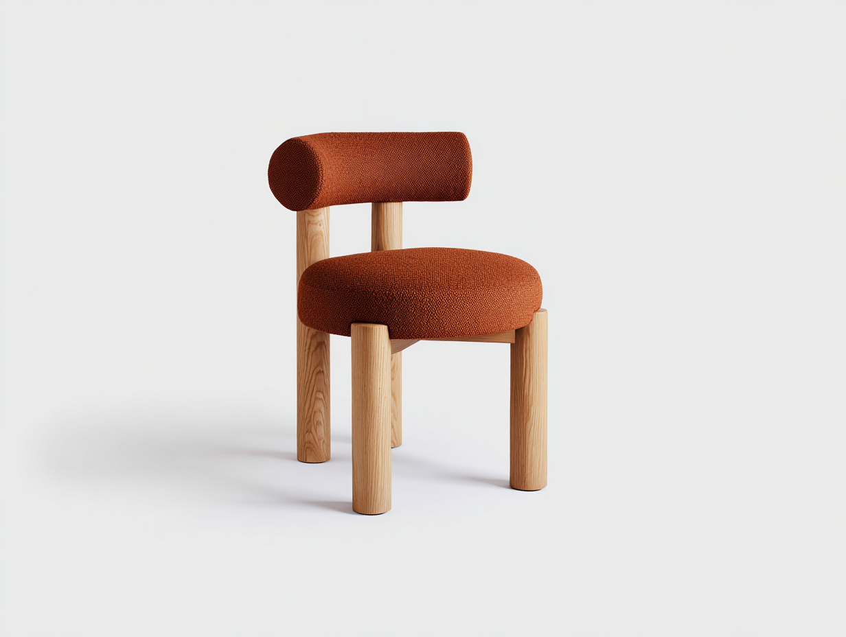 Sillas de comedor tapizadas - Tela - 60x55x78 cm - Naranja-Madera natural - Estilo moderno-Mimihahome