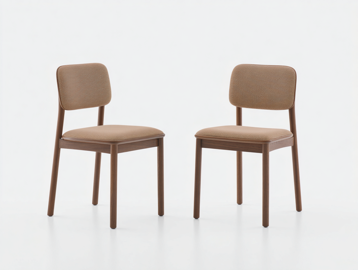 Sillas de comedor de madera y tela 45x50x85 cm - beige-madera natural - estilo nórdico moderno con asiento acolchado-Mimihahome