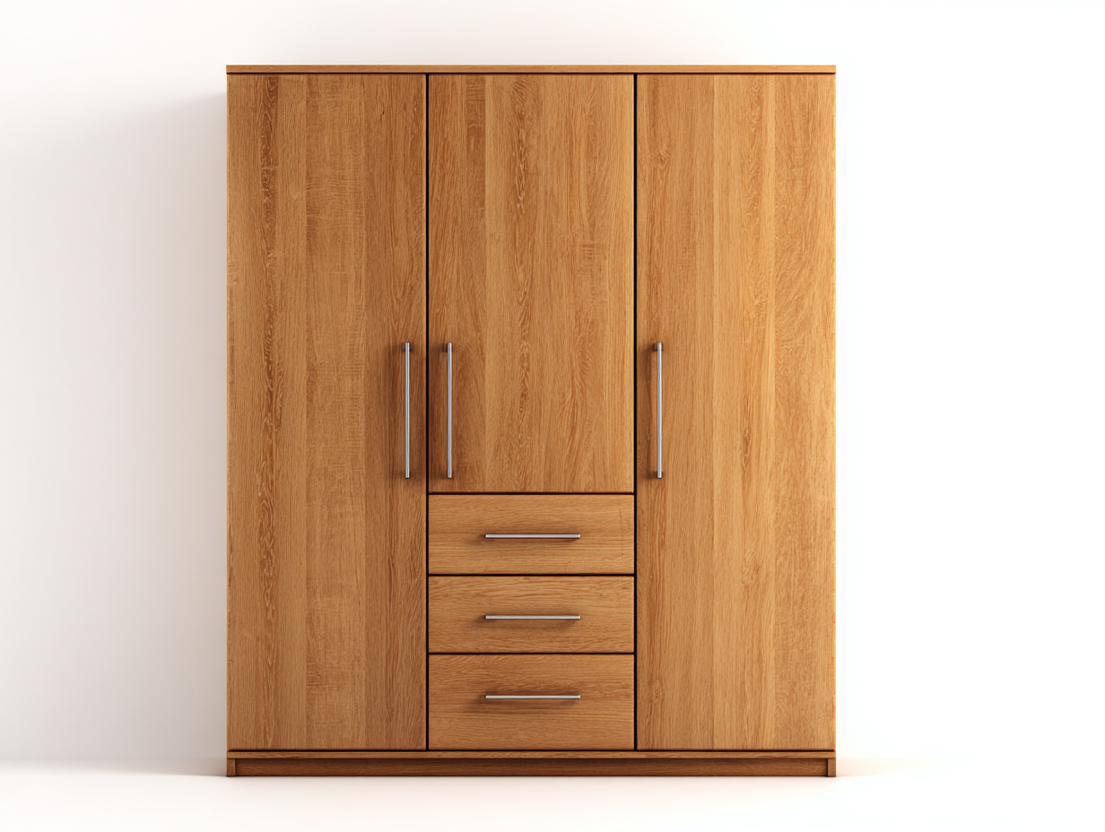 Armarios de madera 150x55x180 cm - Roble - Diseño moderno con 3 puertas y 3 cajones-Mimihahome
