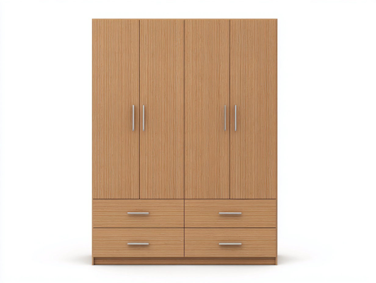 Armarios de madera 160x55x200 cm - Roble - Diseño moderno con 4 puertas y 4 cajones-Mimihahome