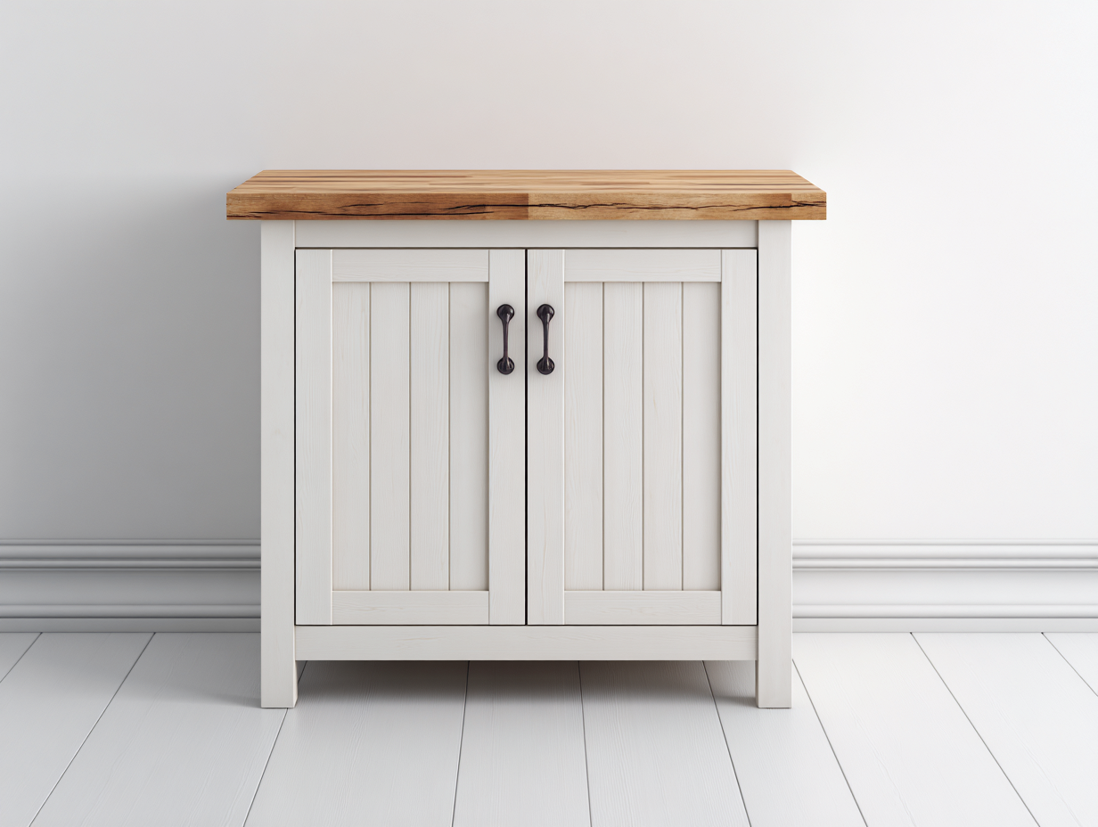 Aparadores de madera - 2 puertas - 100x40x85 cm - Blanco-Madera natural - Estilo rústico moderno-Mimihahome