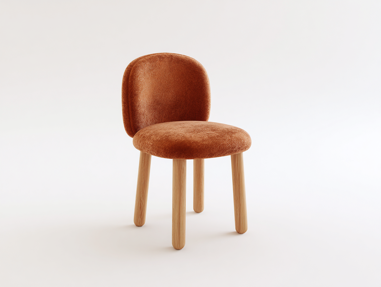 Sillas de comedor de madera y terciopelo 45x50x78 cm - Marrón natural-Marrón terracota - Asiento acolchado - Diseño moderno-Mimihahome